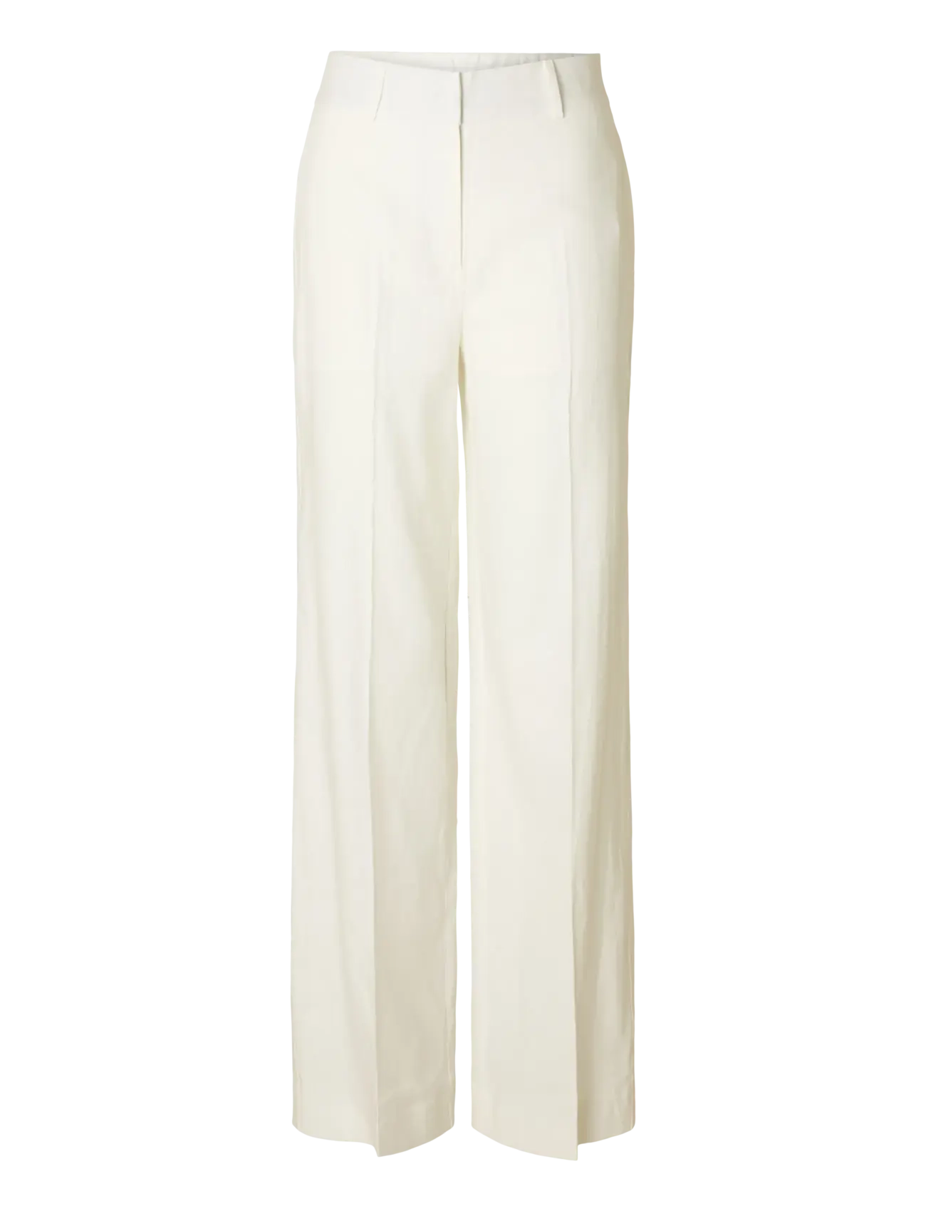 Selected SLFTANIA-RITA MW WIDE PANT NOOS - Trousers - BRIGHT WHITE / white