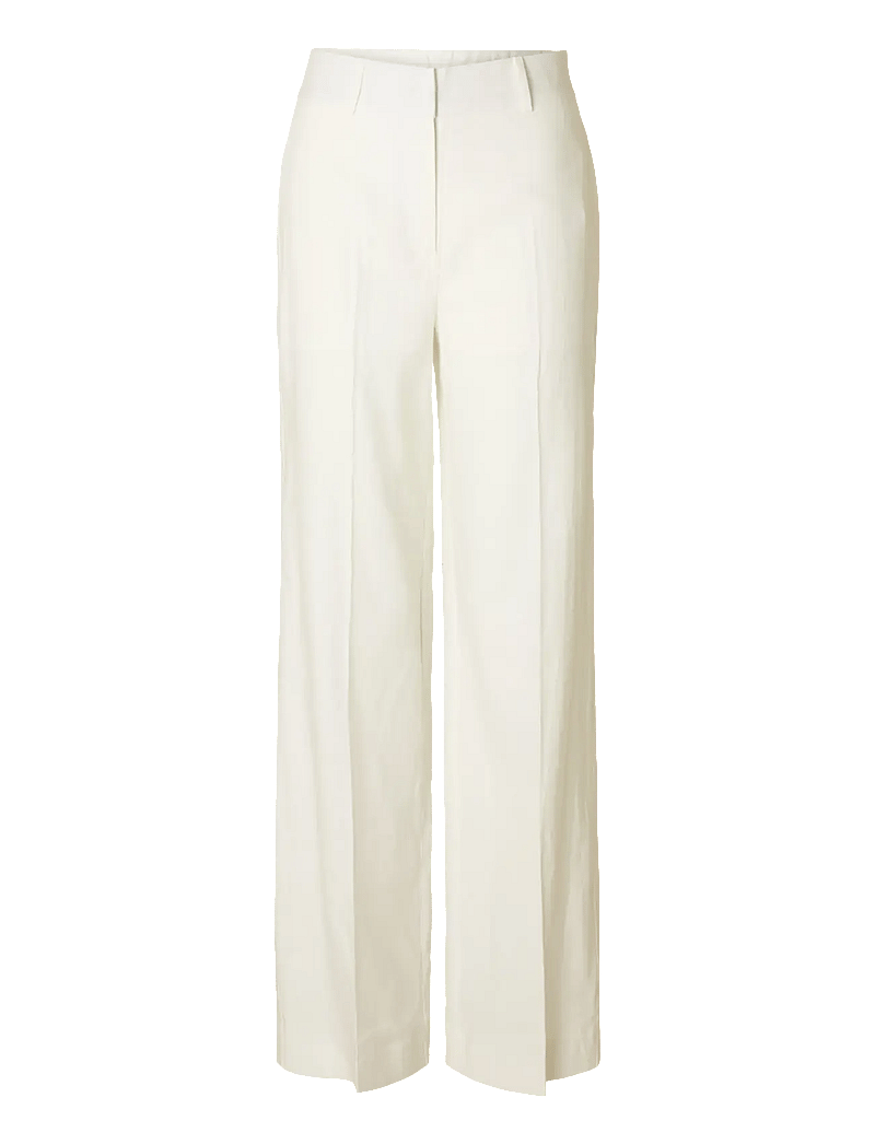Selected - SLFTANIA-RITA MW WIDE PANT NOOS - leinenhosen - bright white - 1