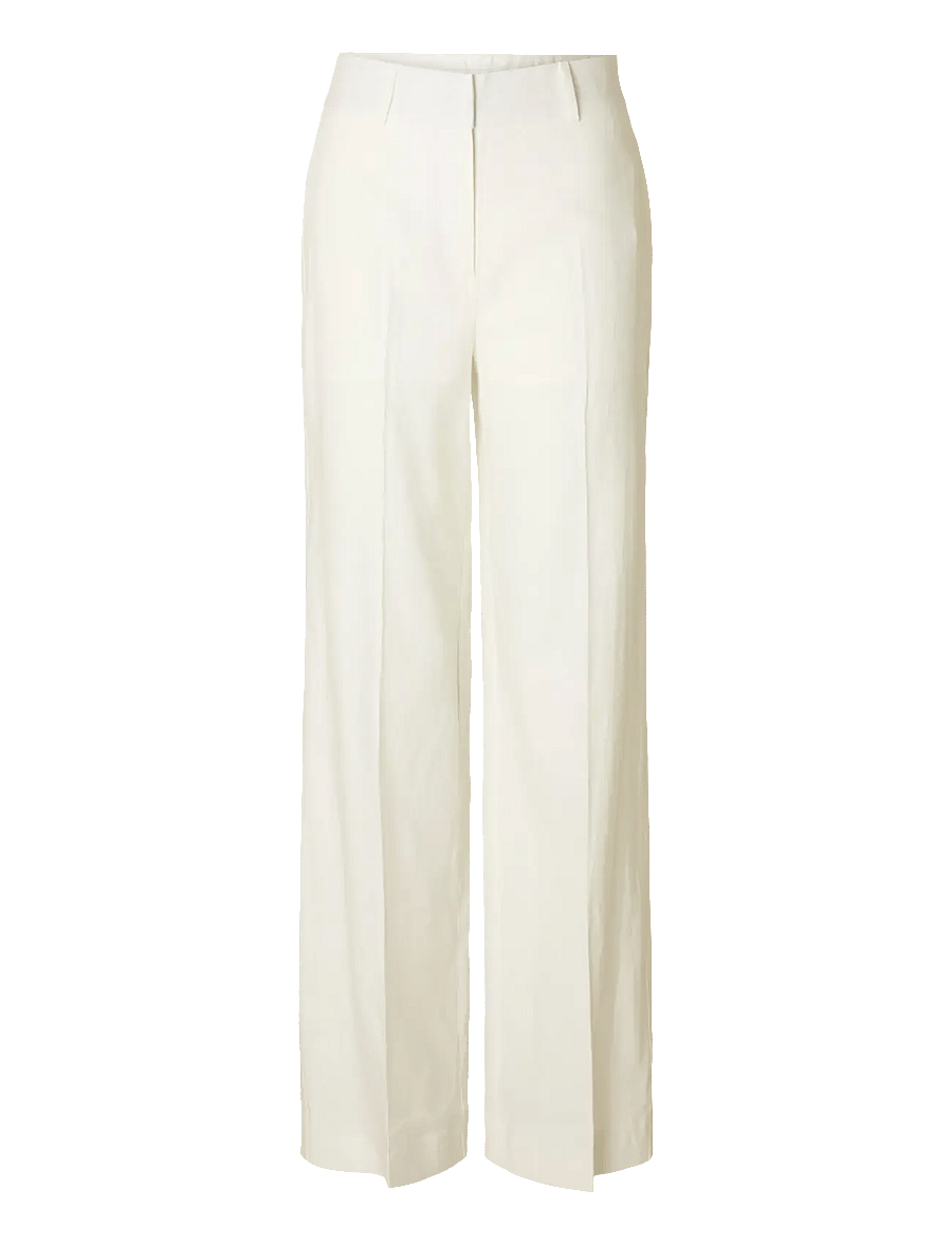Selected - SLFTANIA-RITA MW WIDE PANT NOOS - linnebyxor - bright white - 1
