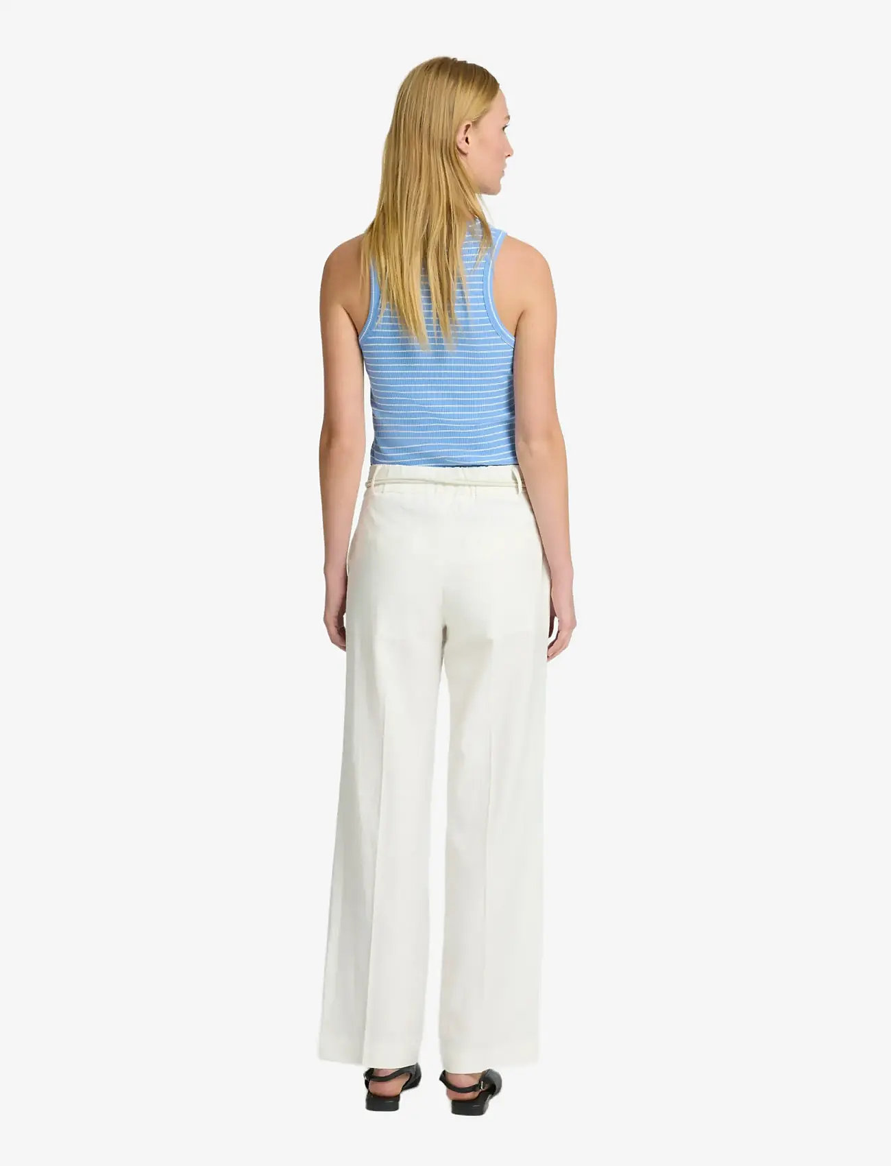 Selected - SLFTANIA-RITA MW WIDE PANT NOOS - linnebyxor - bright white - 2