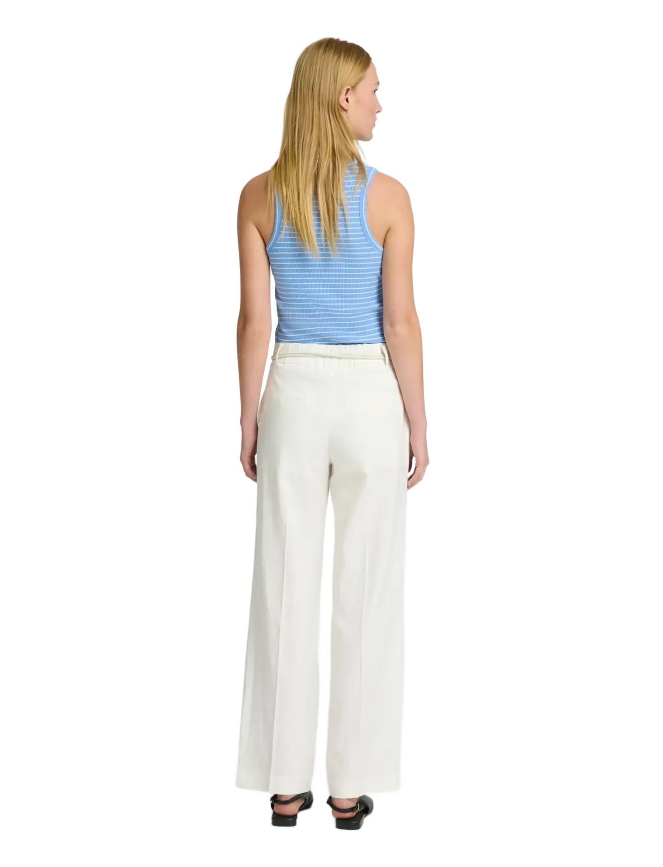 Selected - SLFTANIA-RITA MW WIDE PANT NOOS - linnebyxor - bright white - 2