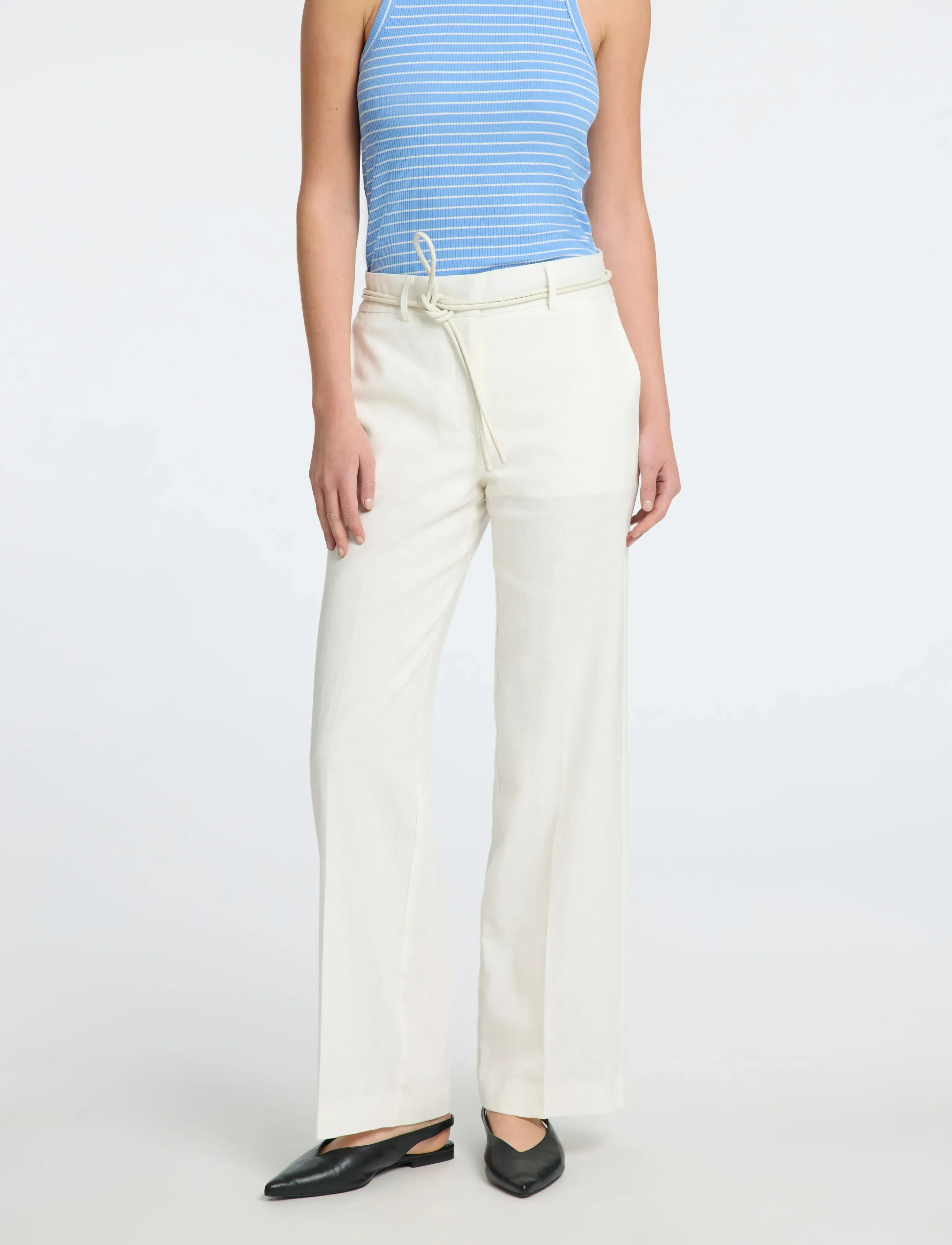 Selected SLFTANIA-RITA MW WIDE PANT NOOS - Transitional Layering - BRIGHT WHITE / white