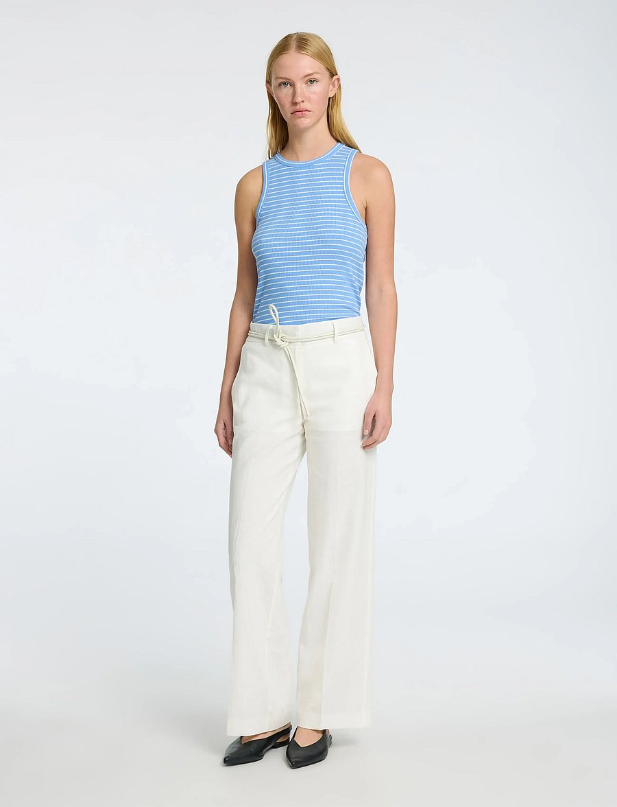 Selected - SLFTANIA-RITA MW WIDE PANT NOOS - linnebyxor - bright white - 3