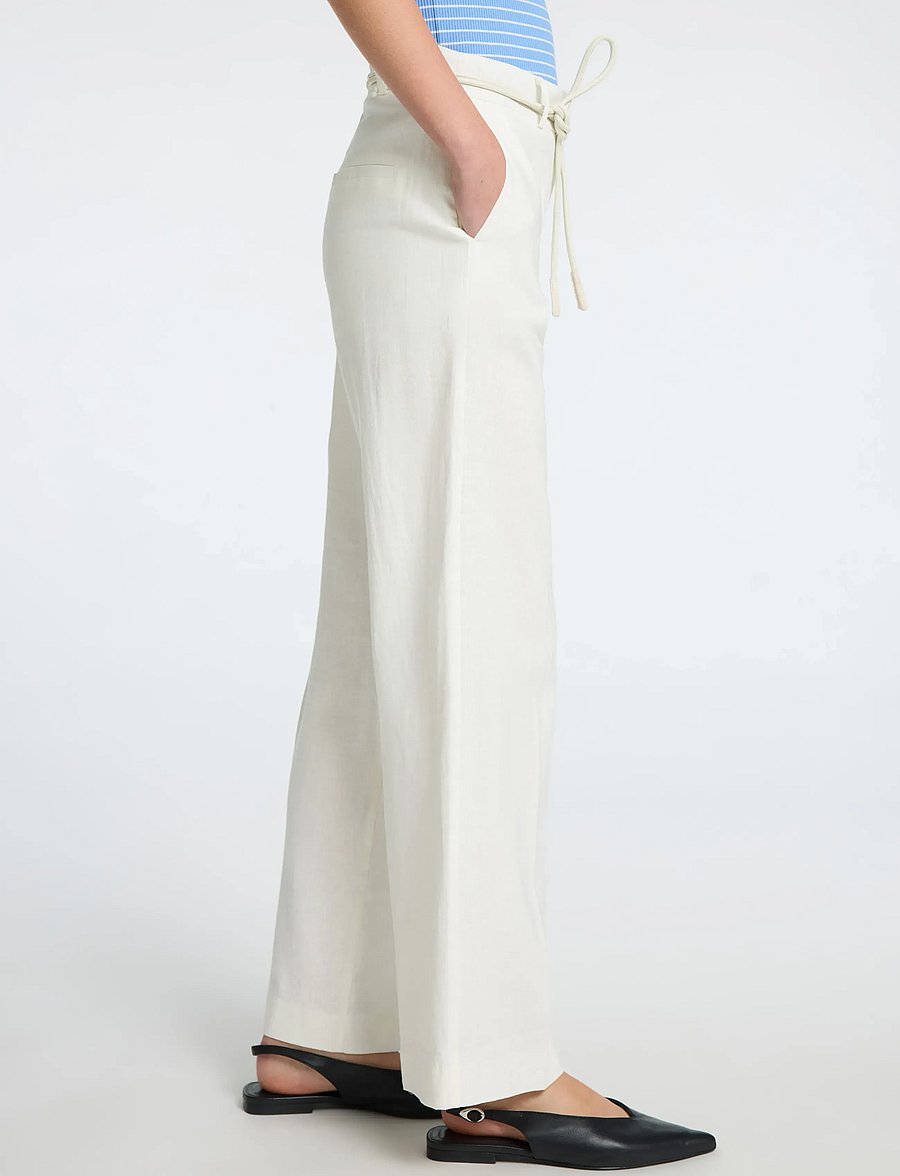 Selected - SLFTANIA-RITA MW WIDE PANT NOOS - linnebyxor - bright white - 4