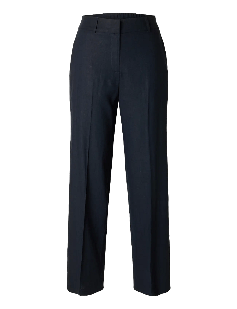 Selected - SLFTANIA-RITA MW WIDE PANT NOOS - hørbukser - dark sapphire - 1