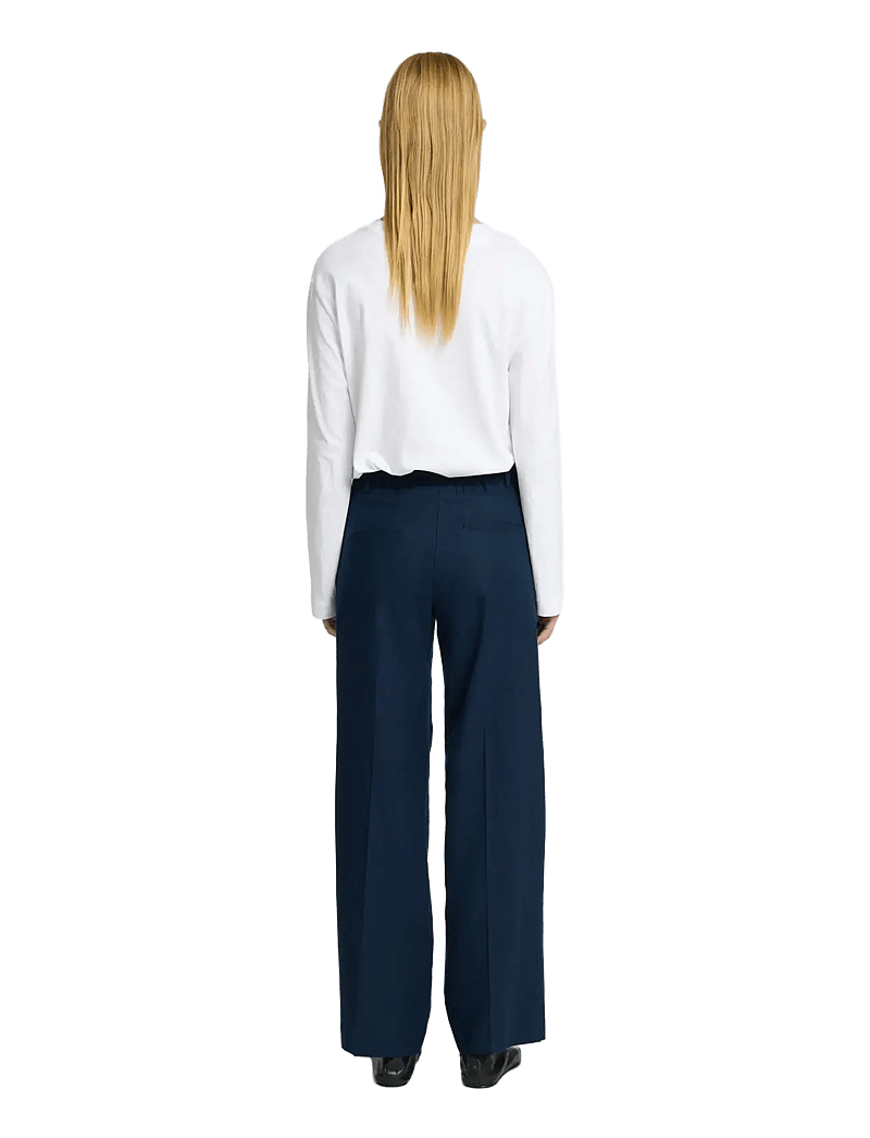 Selected - SLFTANIA-RITA MW WIDE PANT NOOS - linased püksid - dark sapphire - 2