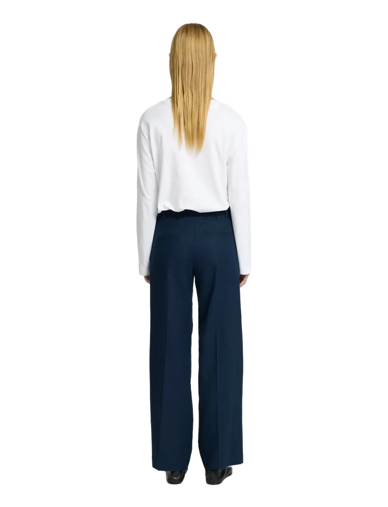 Selected - SLFTANIA-RITA MW WIDE PANT NOOS - hørbukser - dark sapphire - 2