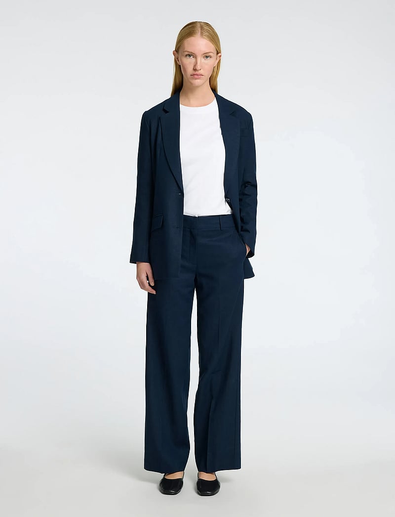 Selected - SLFTANIA-RITA MW WIDE PANT NOOS - linased püksid - dark sapphire - 3