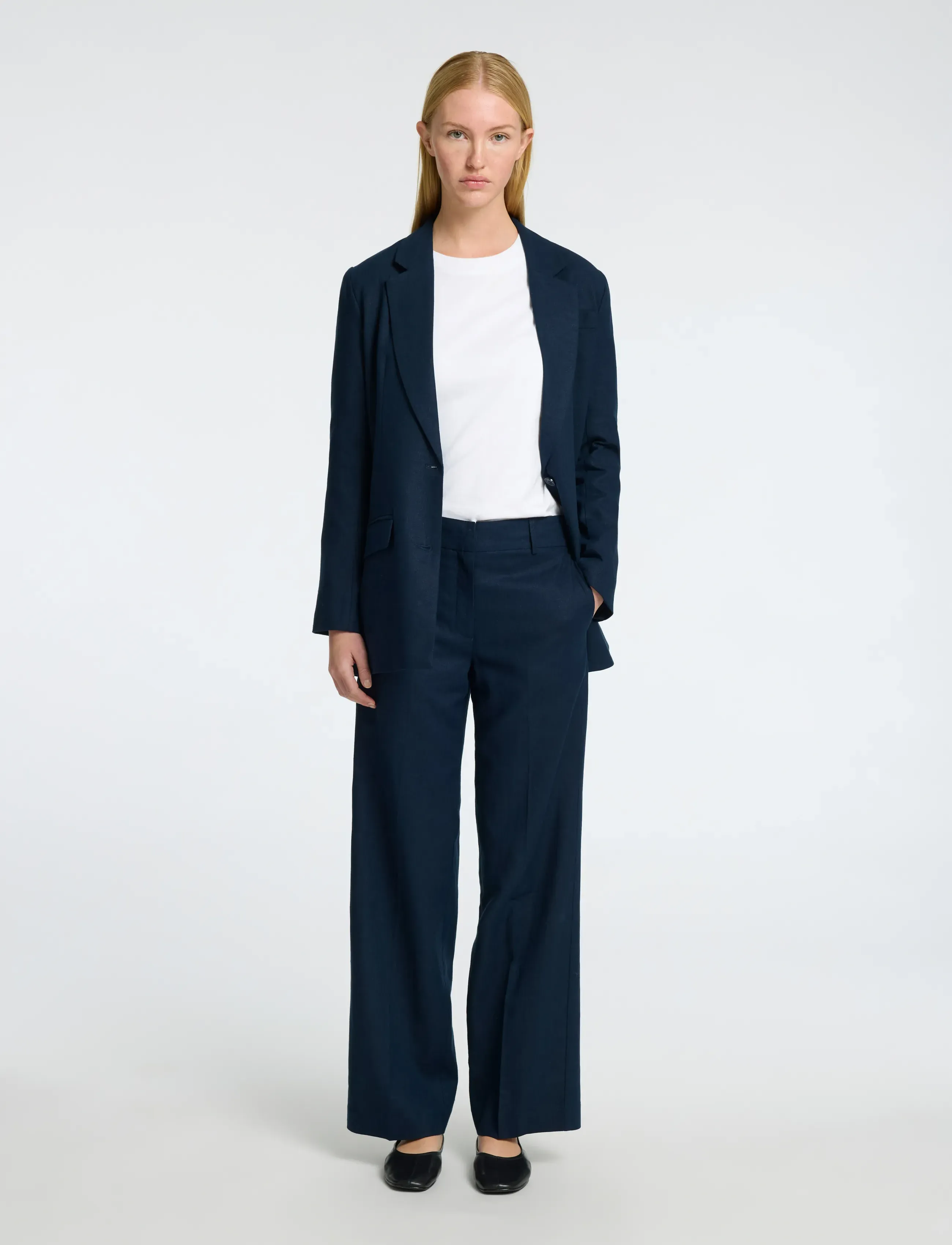 Selected - SLFTANIA-RITA MW WIDE PANT NOOS - hørbukser - dark sapphire - 3