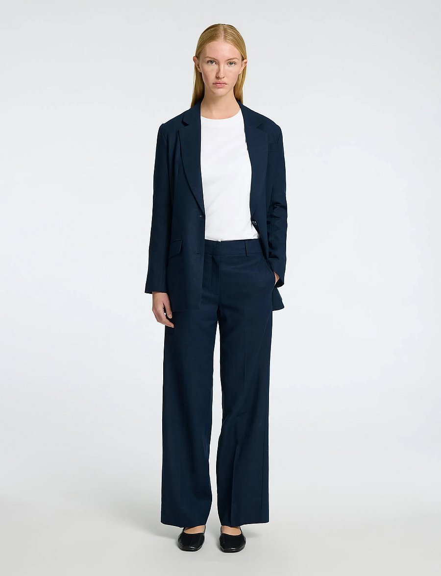 Selected - SLFTANIA-RITA MW WIDE PANT NOOS - hørbukser - dark sapphire - 3