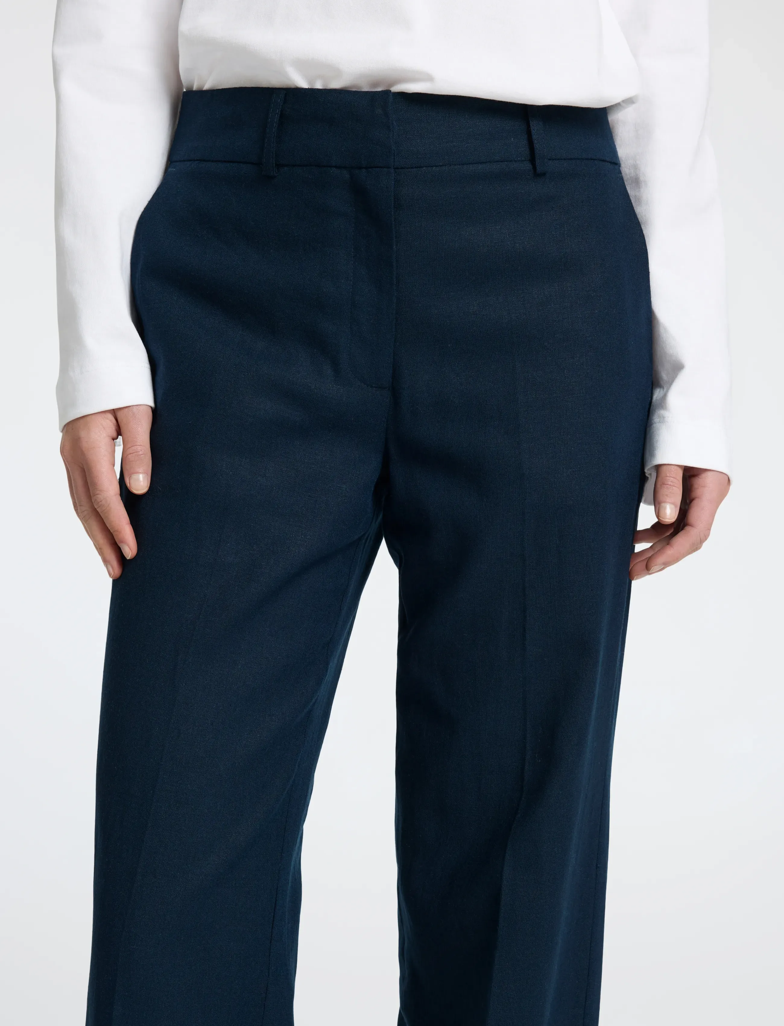 Selected - SLFTANIA-RITA MW WIDE PANT NOOS - hørbukser - dark sapphire - 4