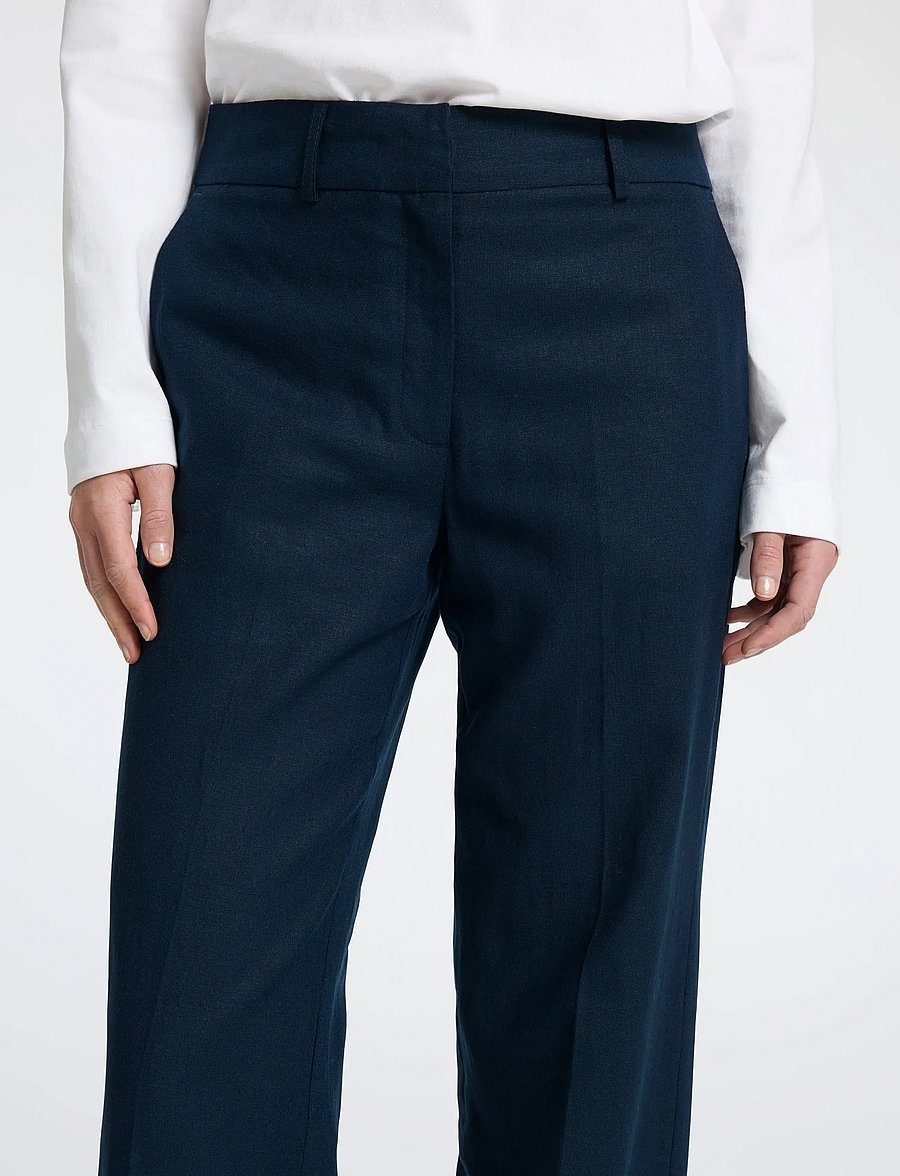 Selected - SLFTANIA-RITA MW WIDE PANT NOOS - hørbukser - dark sapphire - 4