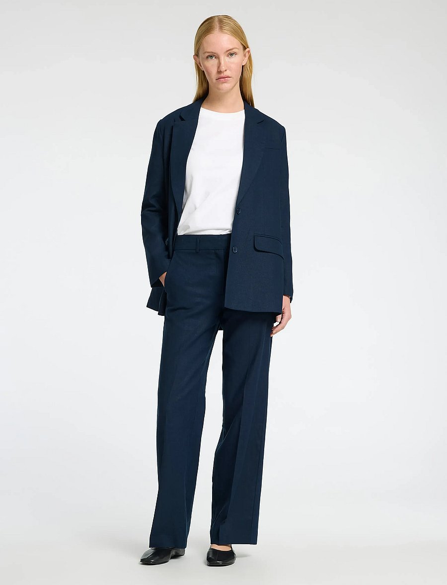 Selected - SLFTANIA-RITA MW WIDE PANT NOOS - hørbukser - dark sapphire - 5