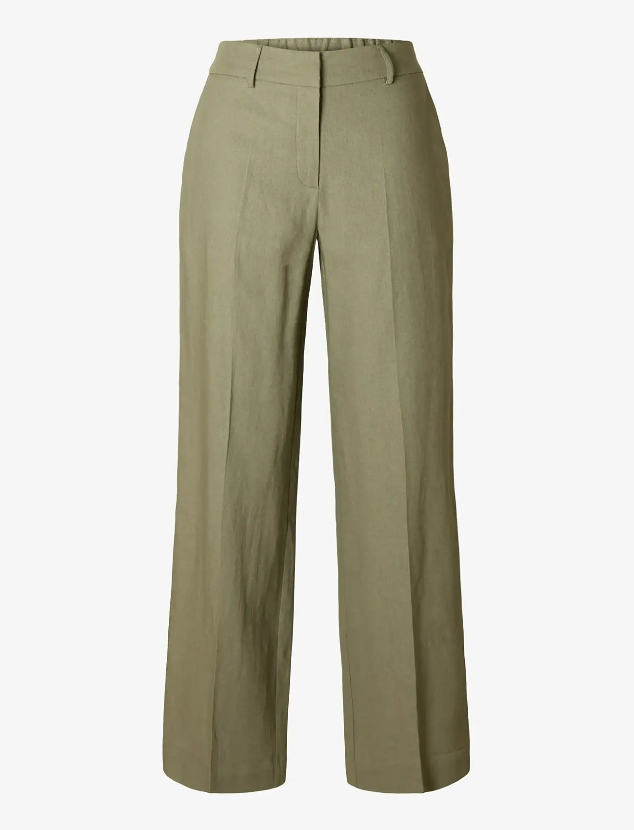 Selected - SLFTANIA-RITA MW WIDE PANT NOOS - linnebyxor - vetiver - 1