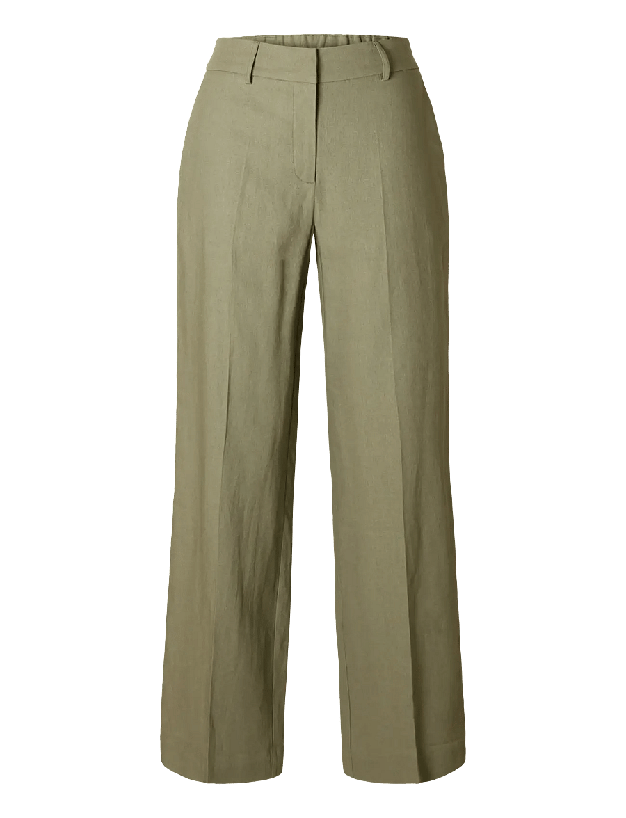 Selected - SLFTANIA-RITA MW WIDE PANT NOOS - hørbukser - vetiver - 1