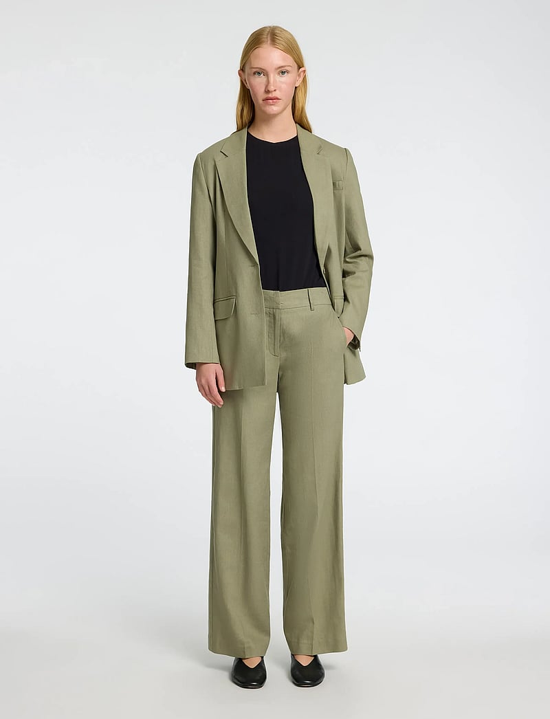 Selected - SLFTANIA-RITA MW WIDE PANT NOOS - linnebyxor - vetiver - 0