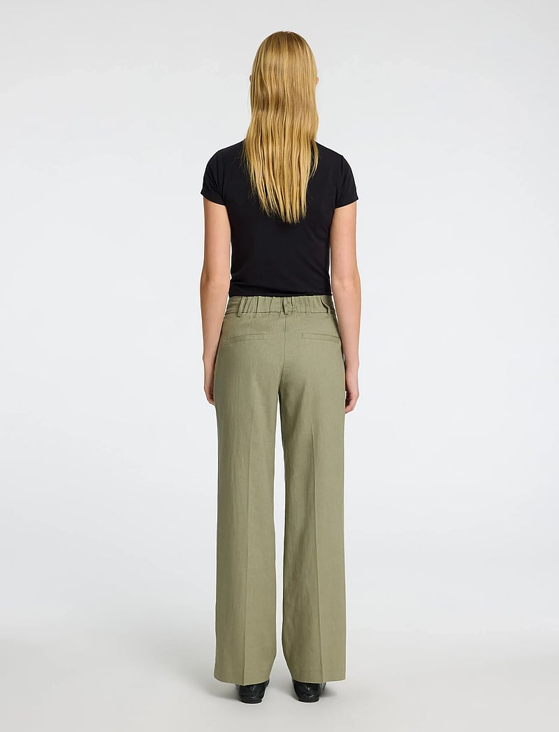 Selected - SLFTANIA-RITA MW WIDE PANT NOOS - linnebyxor - vetiver - 2