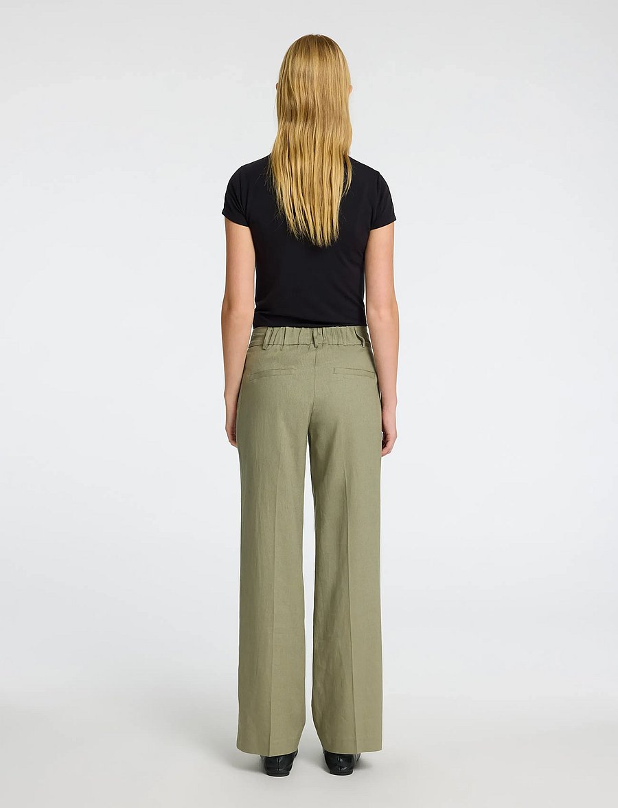 Selected - SLFTANIA-RITA MW WIDE PANT NOOS - hørbukser - vetiver - 2