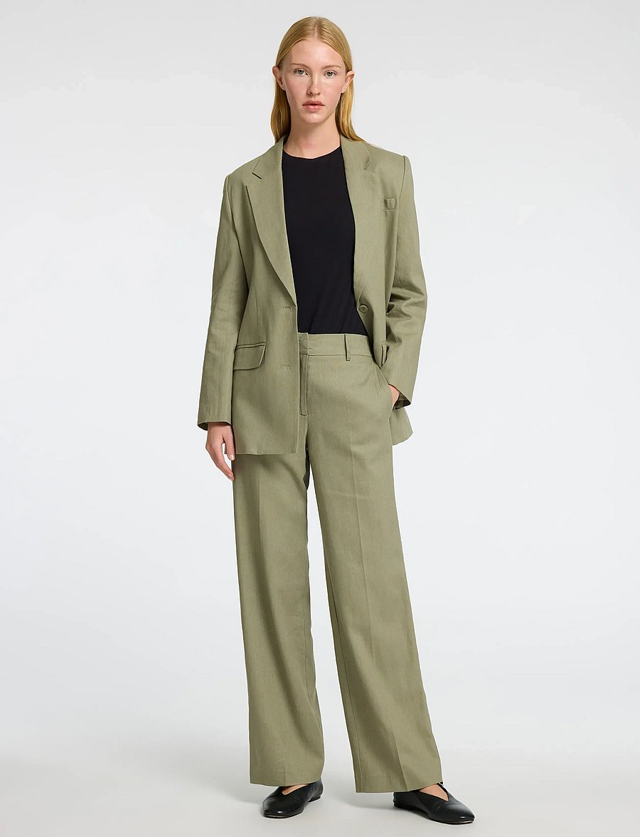 Selected - SLFTANIA-RITA MW WIDE PANT NOOS - hørbukser - vetiver - 5