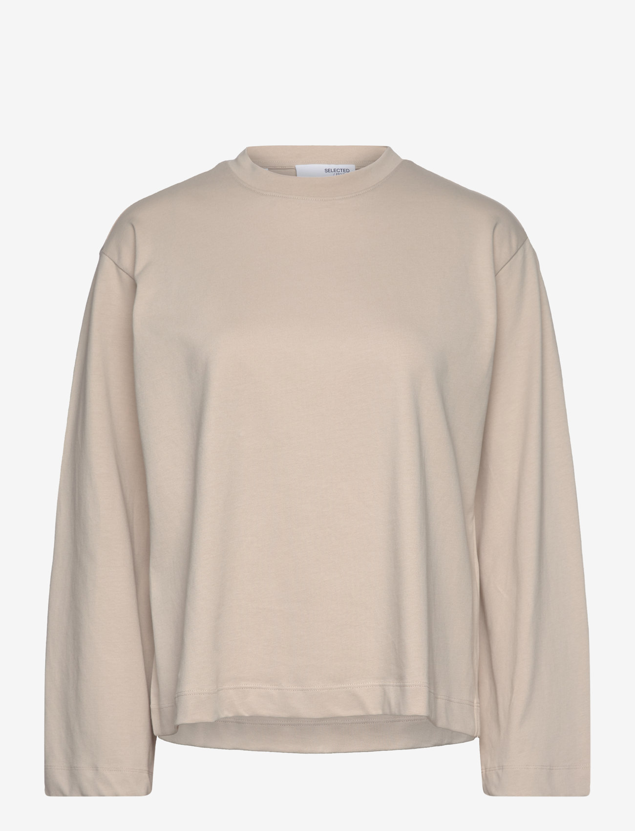 Selected - SLFELISA LS BOXY TEE D2 - oatmeal - 0