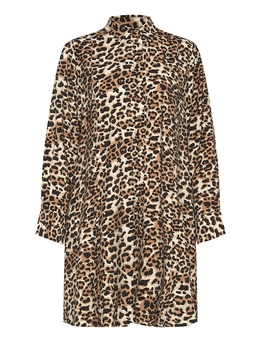 Selected - SLFSALLI LS AOP SHORT DRESS B - skyrtukjólar - black - 3