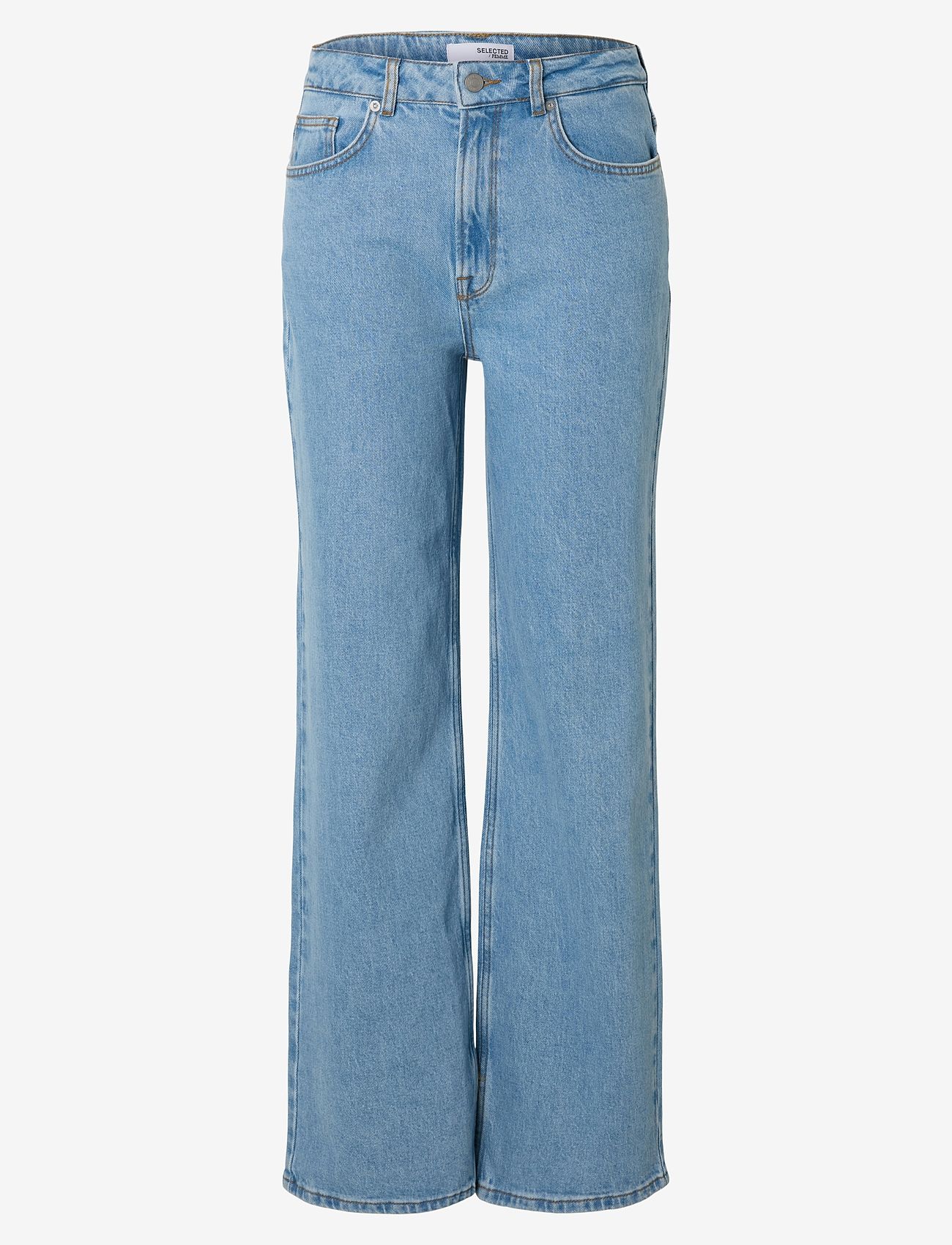 Selected - SLFALICE HW WIDE LONG LIG BLU JEANS NOOS - hosen mit weitem bein - light blue denim - 1