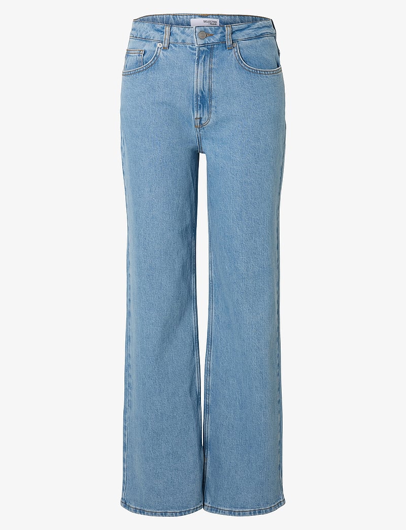 Selected - SLFALICE HW WIDE LONG LIG BLU JEANS NOOS - hosen mit weitem bein - light blue denim - 1