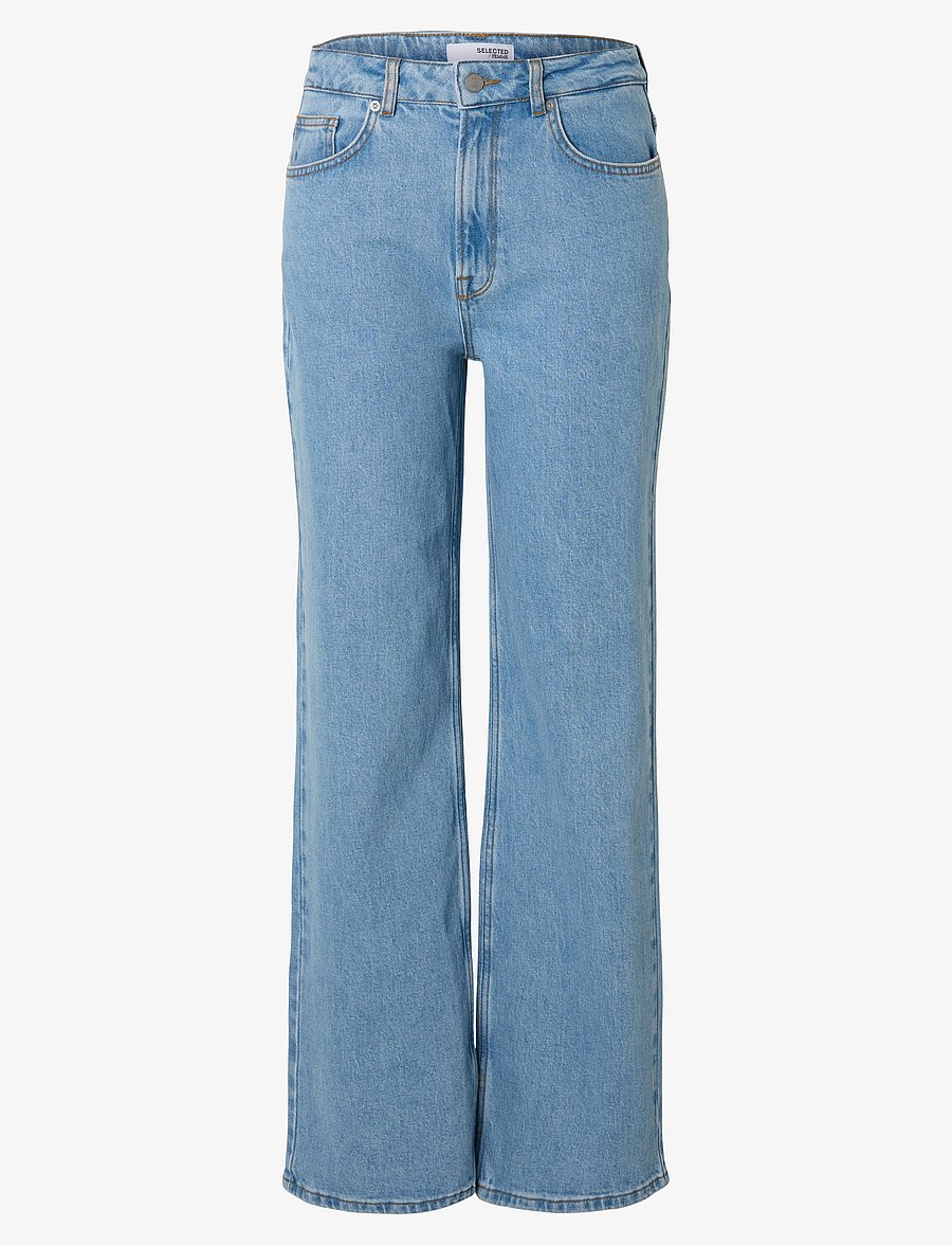 Selected - SLFALICE HW WIDE LONG LIG BLU JEANS NOOS - džinsi ar platām starām - light blue denim - 1