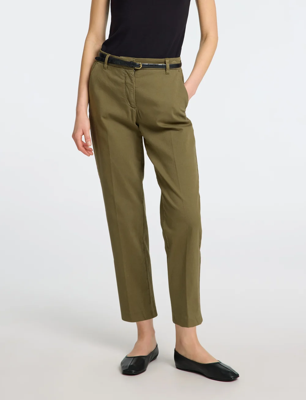 Selected - SLFVERA-RITA MW CROPPED PANT NOOS - slim fit bukser - kalamata - 0