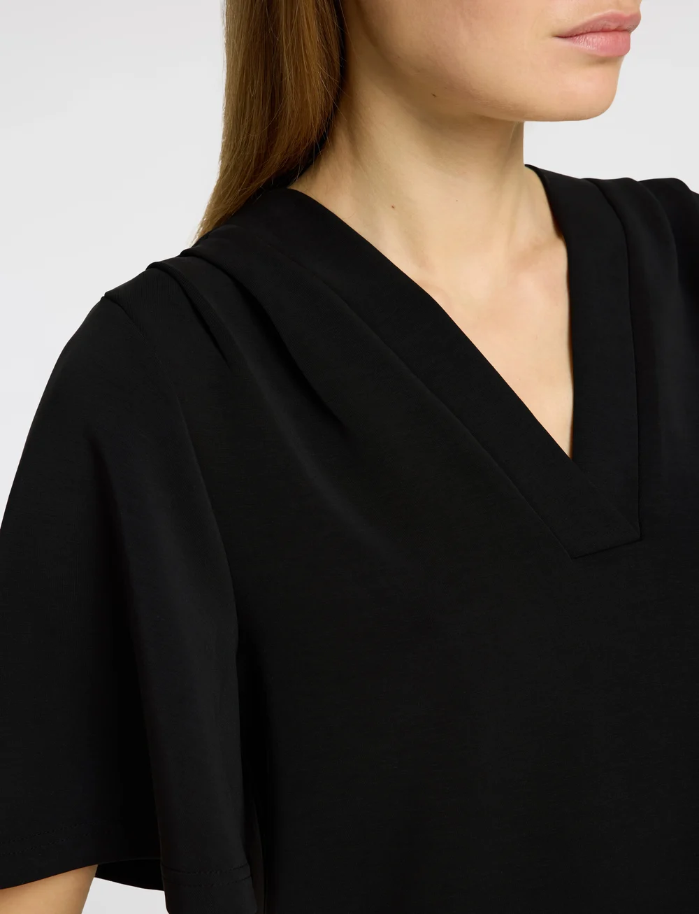 Selected - SLFTENNY SS V-NECK TOP NOOS - stuttermarbolir - black - 4
