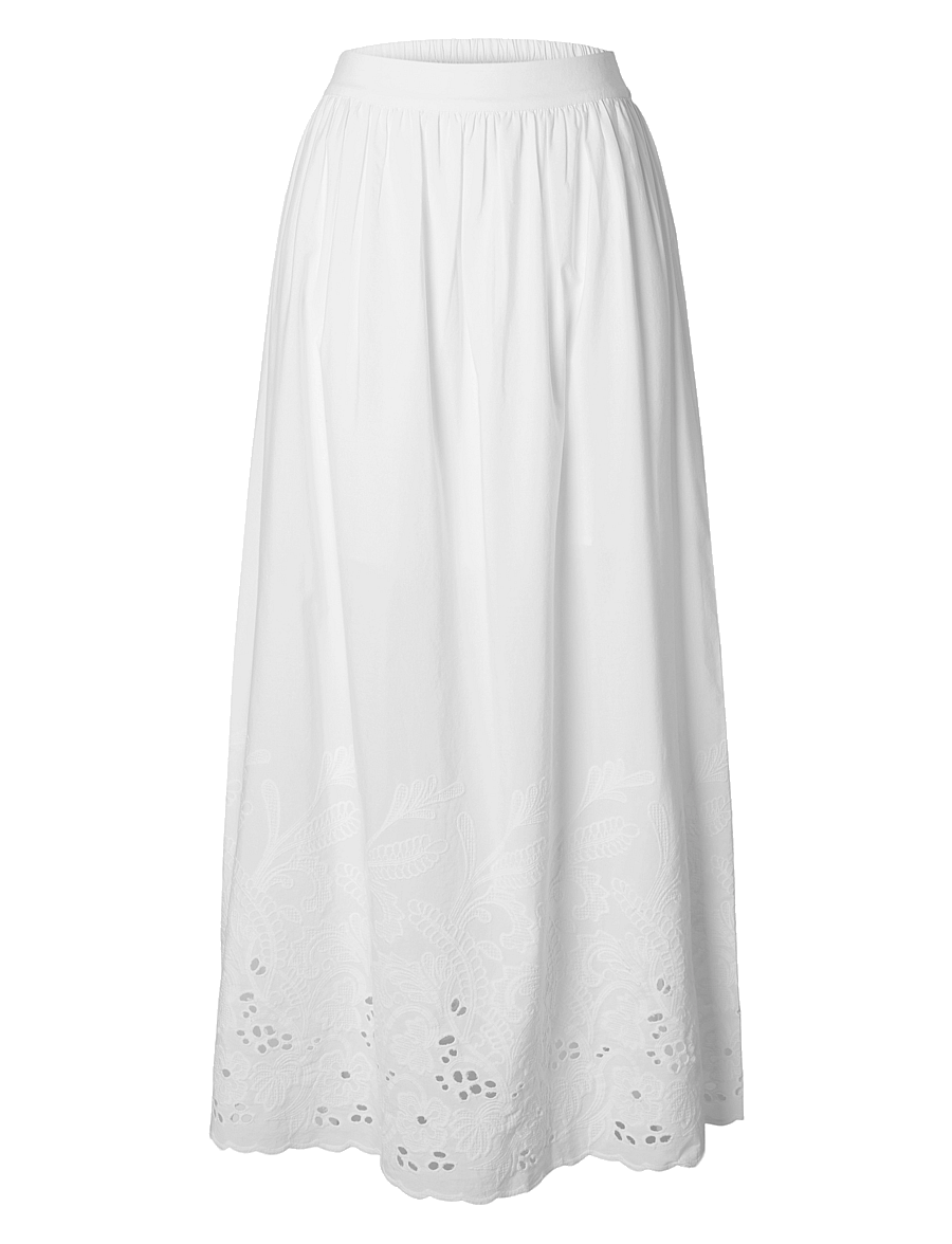 Selected - SLFDAHLIA HW ANKLE BRODERI SKIRT B - seelikud - bright white - 1