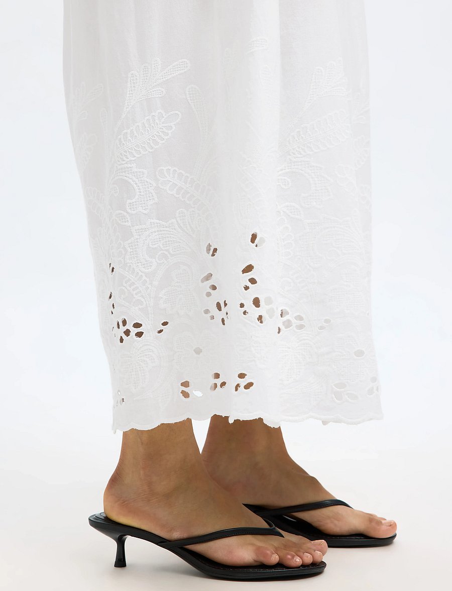 Selected - SLFDAHLIA HW ANKLE BRODERI SKIRT B - seelikud - bright white - 4