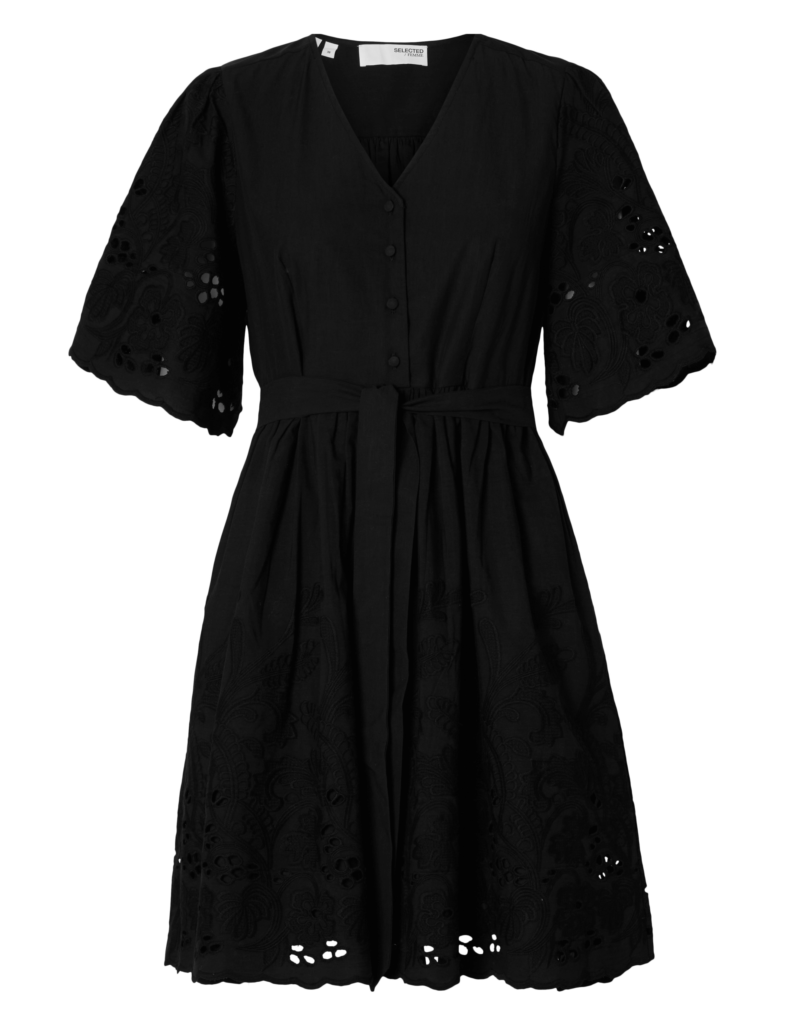 Selected SLFDAHLIA SS SHORT BRODERI DRESS NOOS - Selected - BLACK / black