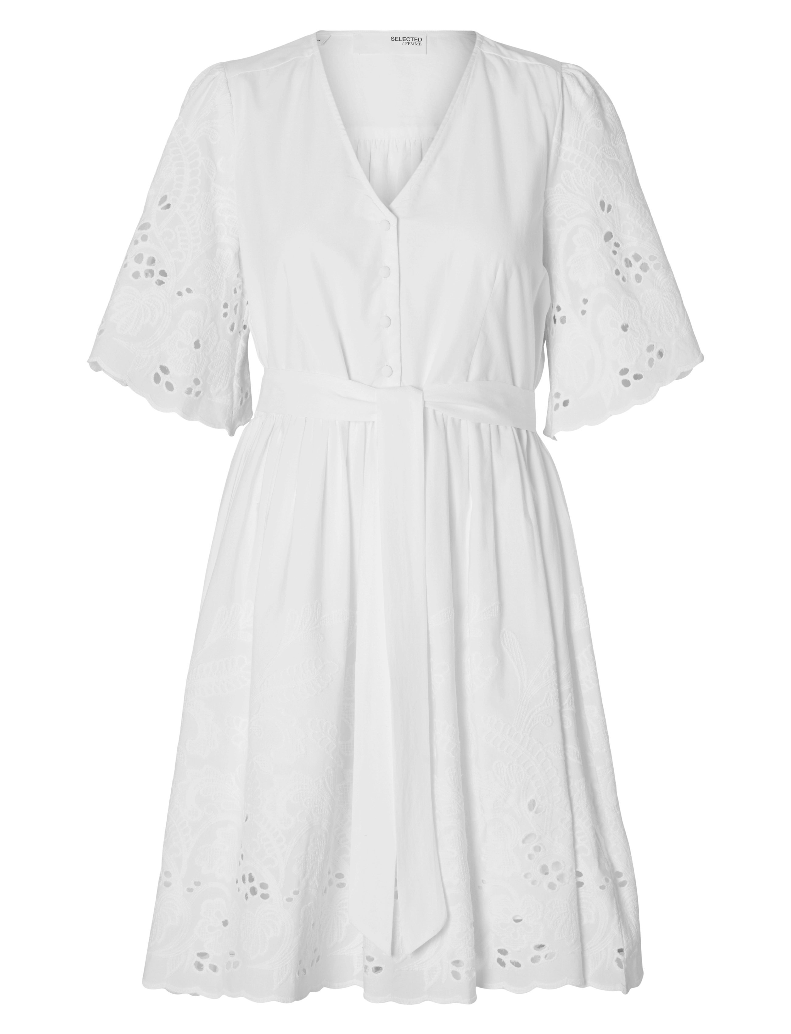 Selected SLFDAHLIA SS SHORT BRODERI DRESS NOOS - Selected - BRIGHT WHITE / white