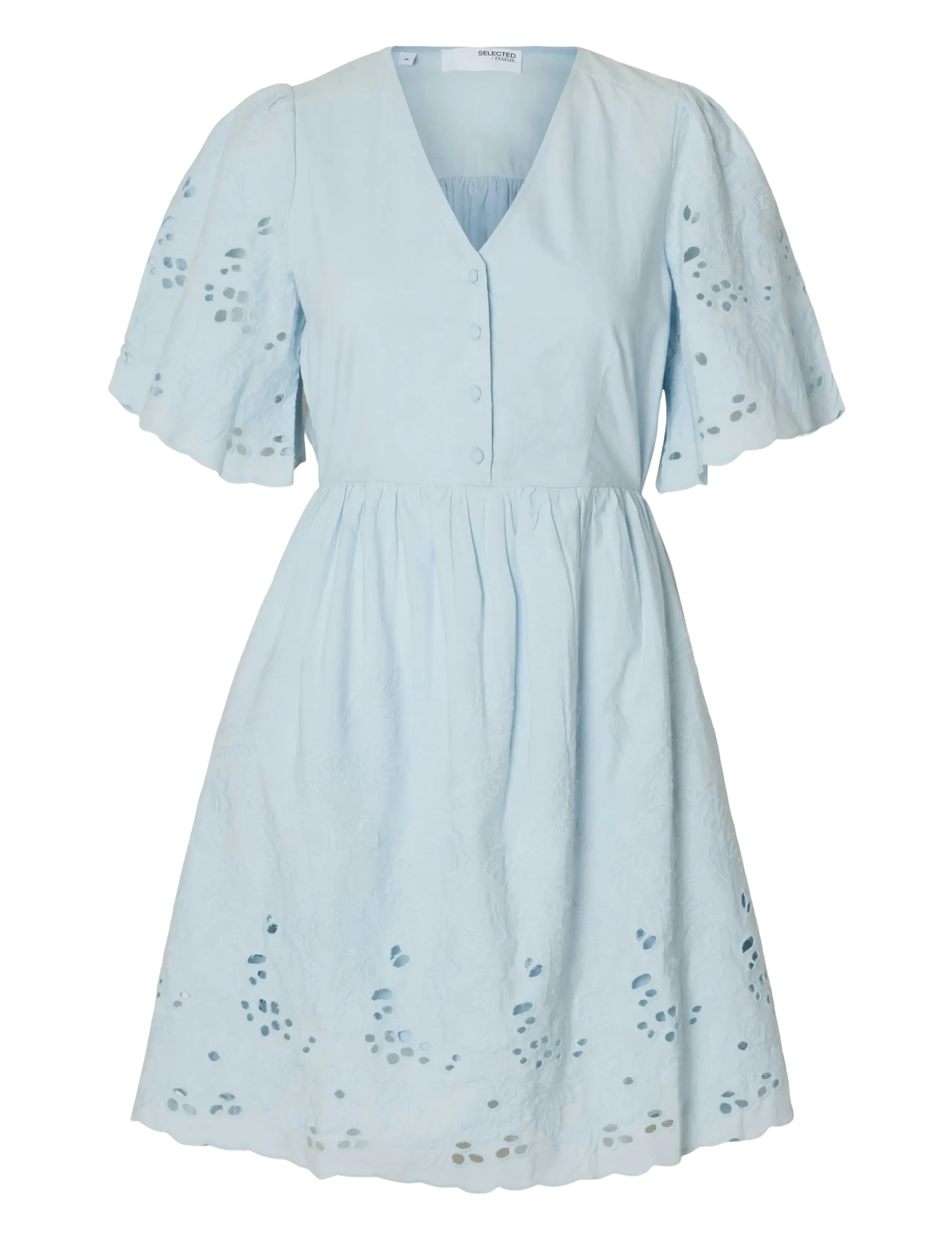 Selected SLFDAHLIA SS SHORT BRODERI DRESS NOOS - Selected - CASHMERE BLUE / blue