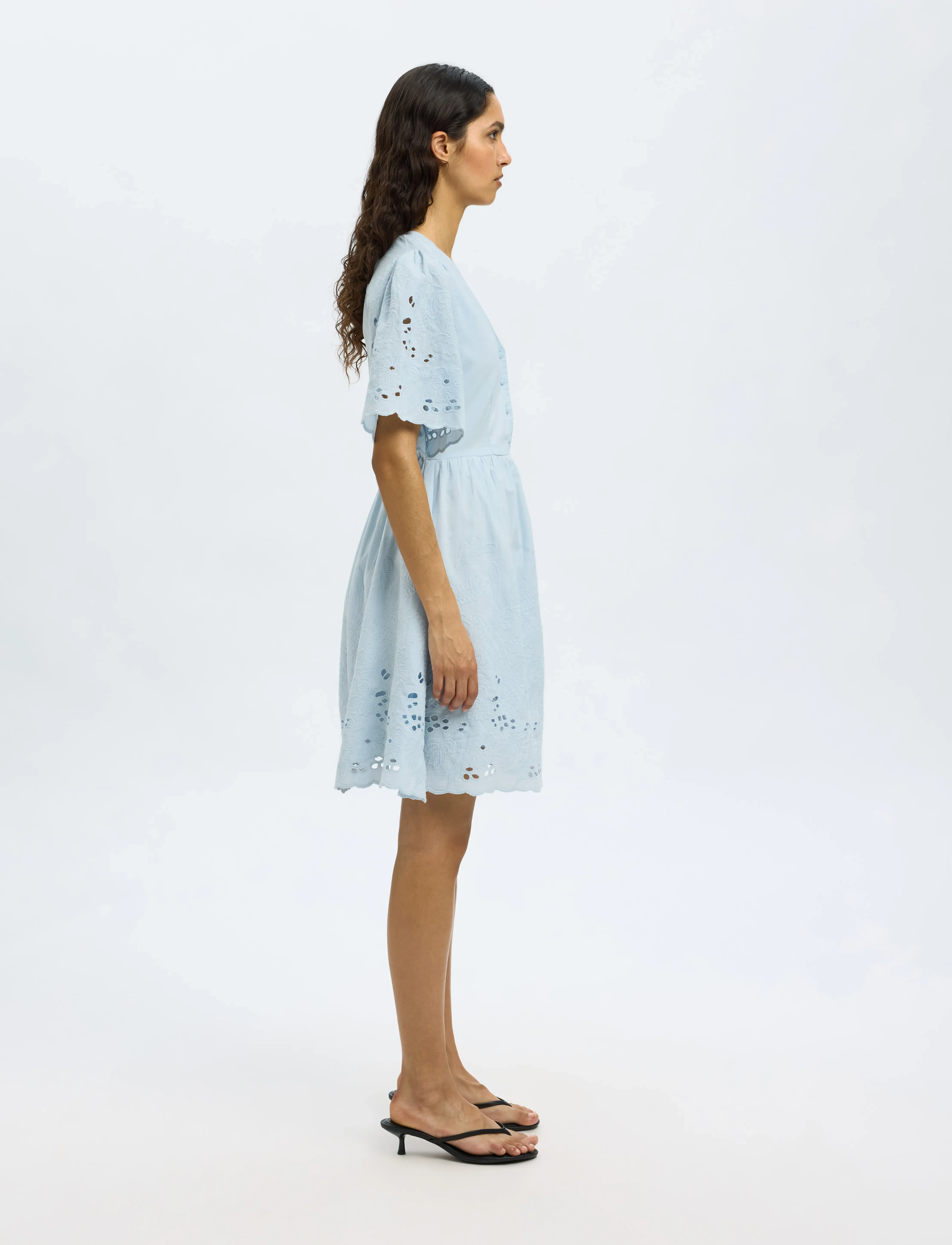 SELECTED Slfdahlia Ss Short Broderi Dress Noos sommarklänningar dam – bild 5