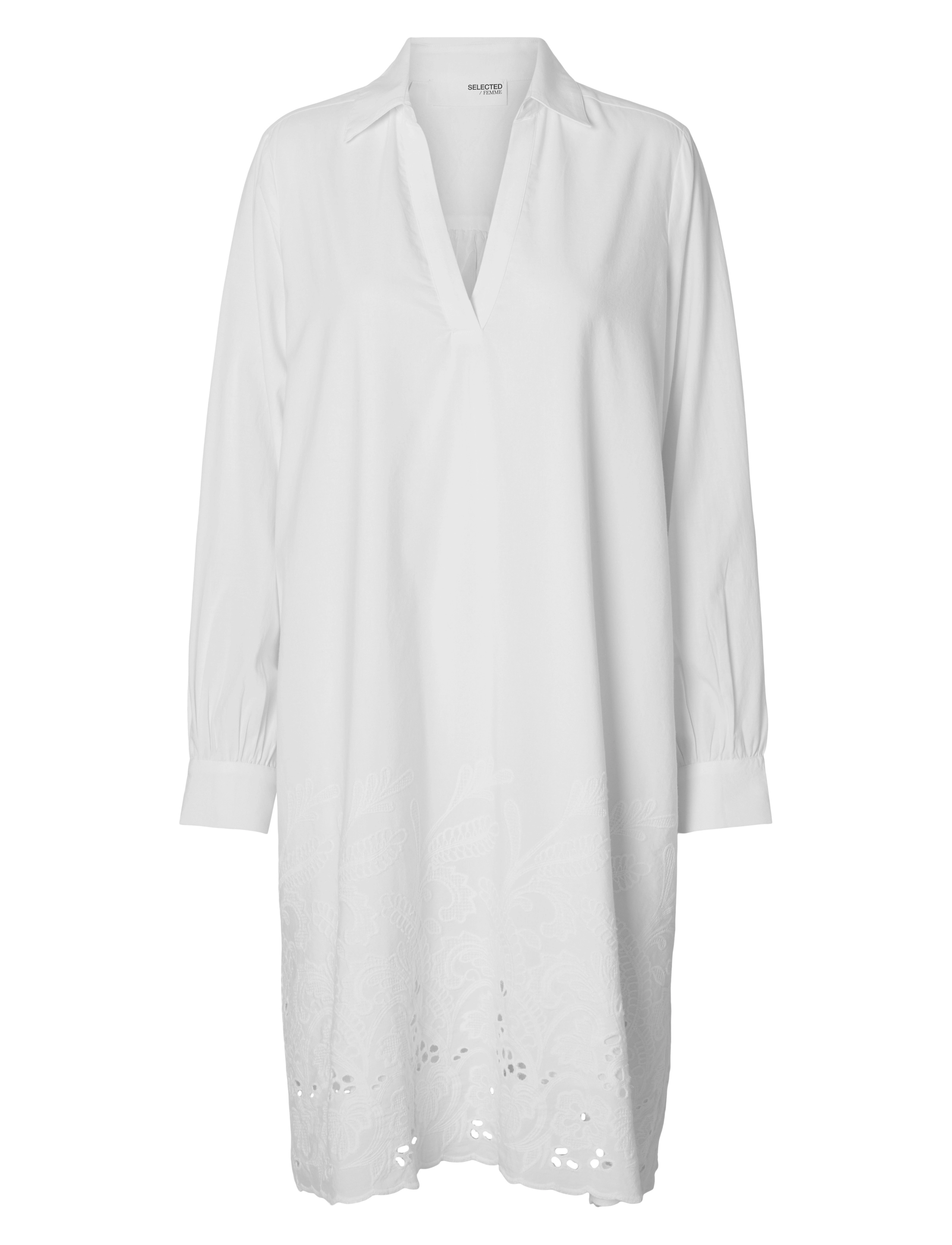 Selected SLFDAHLIA LS SHORT BRODERI DRESS B - Selected - BRIGHT WHITE / white