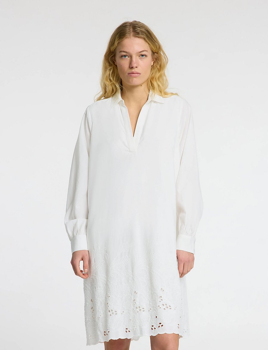 Selected - SLFDAHLIA LS SHORT BRODERI DRESS B - robes - bright white - 0