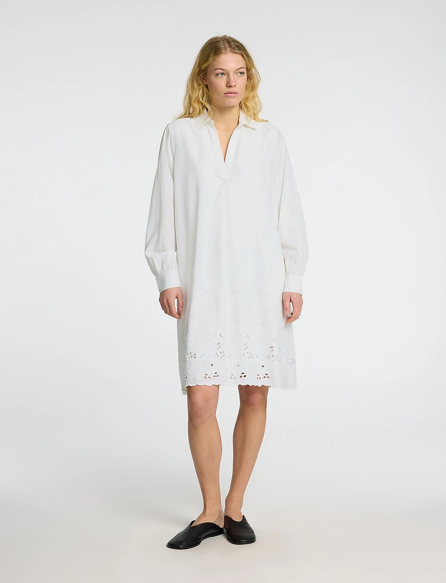 Selected - SLFDAHLIA LS SHORT BRODERI DRESS B - robes - bright white - 5