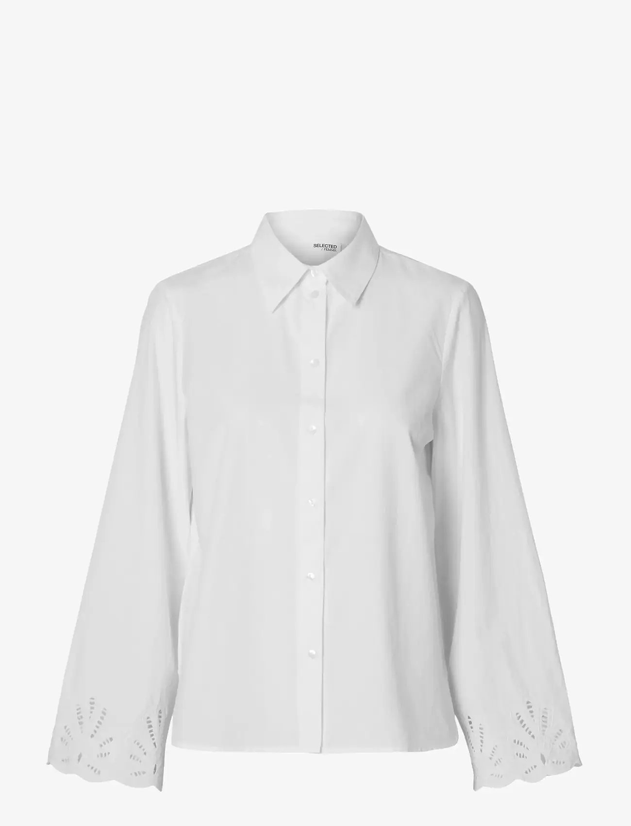Selected - SLFDAHLIA LS BRODERI SHIRT NOOS - langærmede skjorter - bright white - 1
