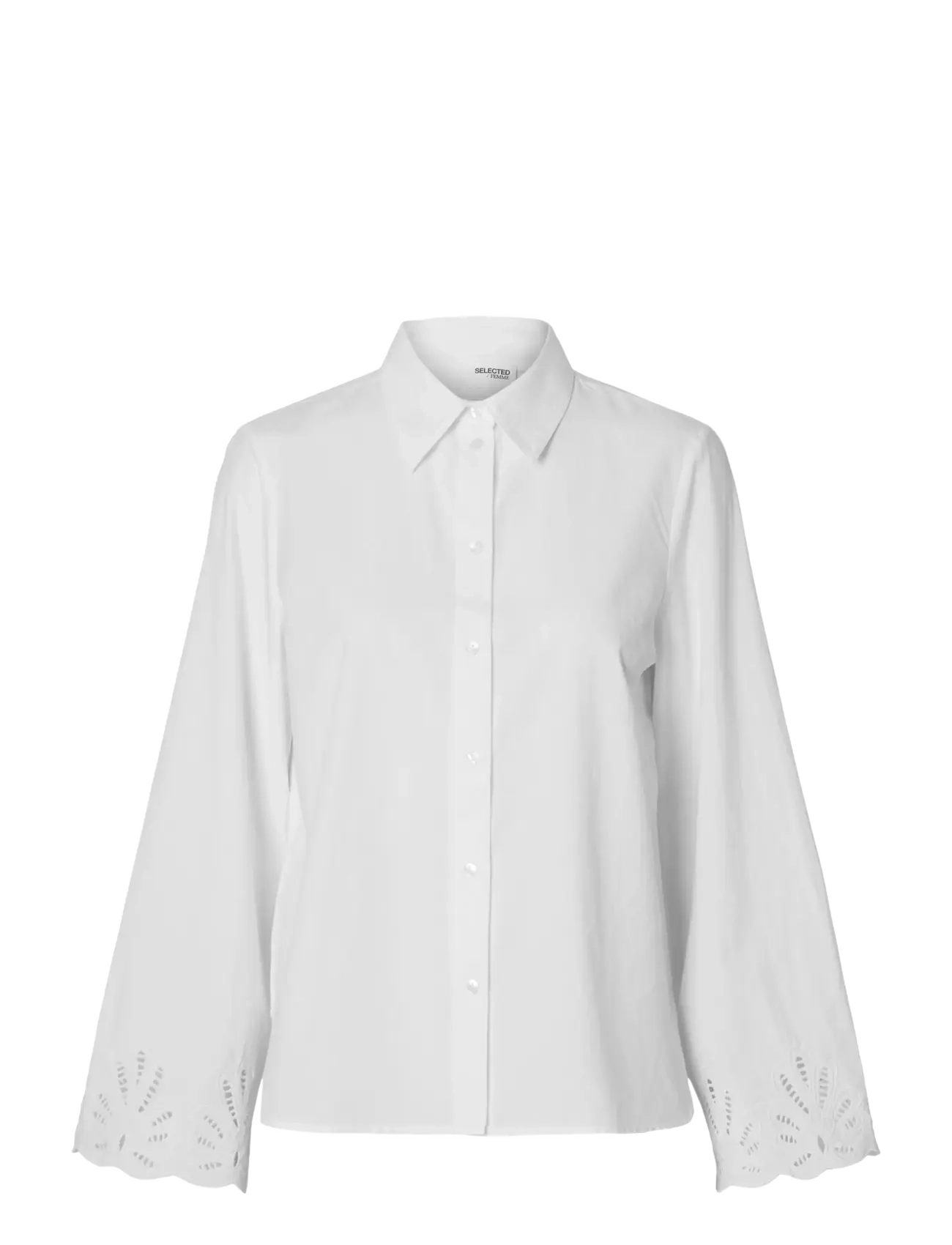 Selected SLFDAHLIA LS BRODERI SHIRT NOOS - Blusen & Hemden - BRIGHT WHITE / white