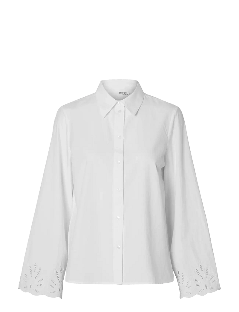 Selected - SLFDAHLIA LS BRODERI SHIRT NOOS - langærmede skjorter - bright white - 1