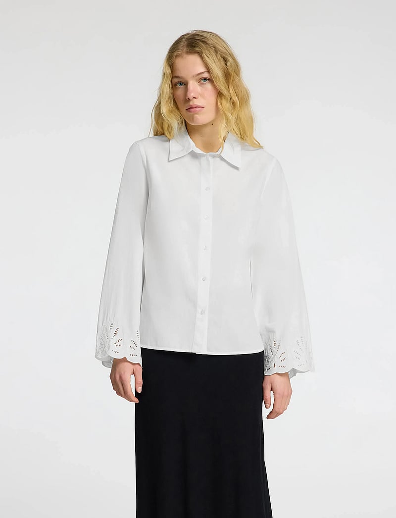 Selected - SLFDAHLIA LS BRODERI SHIRT NOOS - langærmede skjorter - bright white - 3