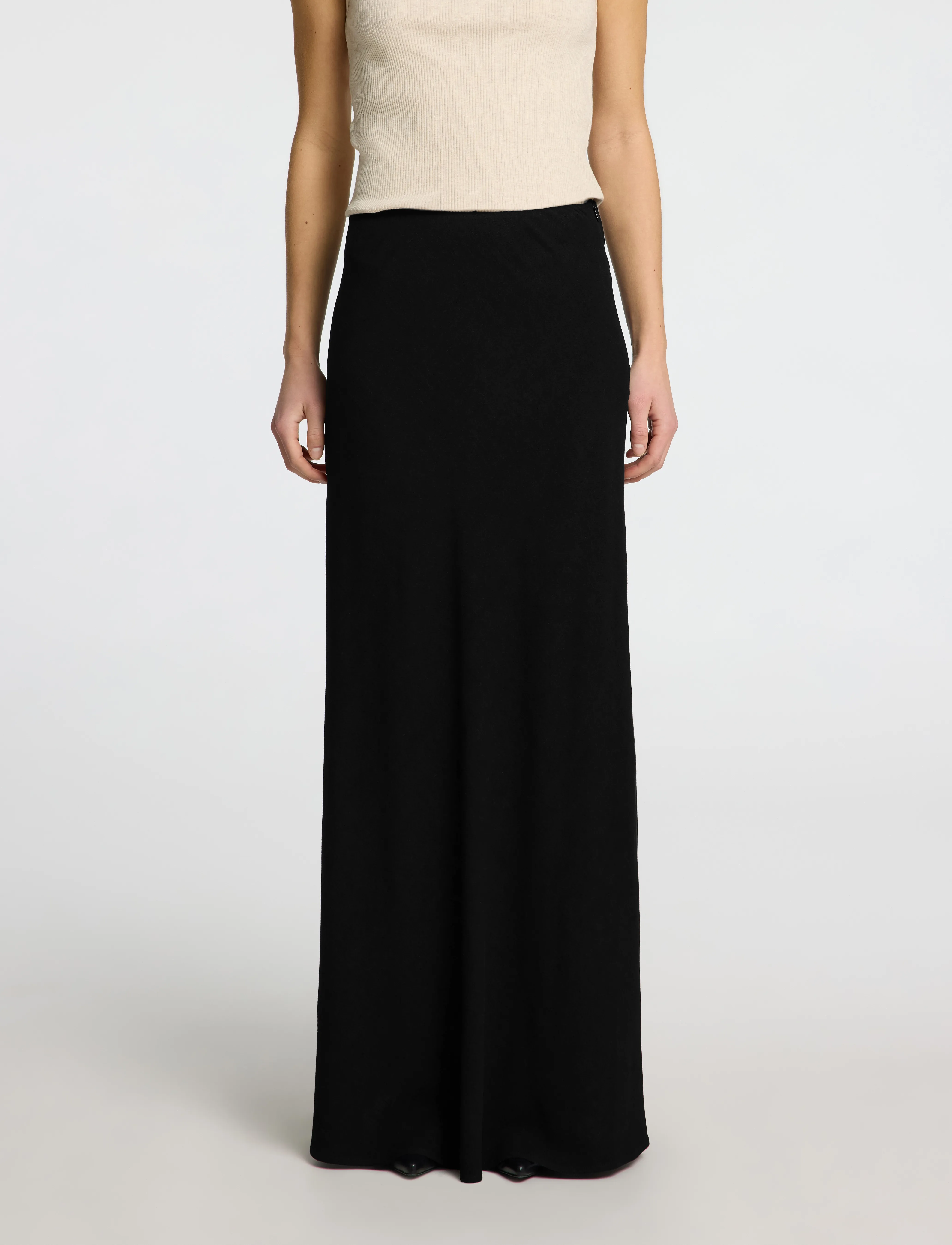 Selected SLFVIVA-LENA HW ANKLE SUN SKIRT - Maksiseelikud - BLACK / black
