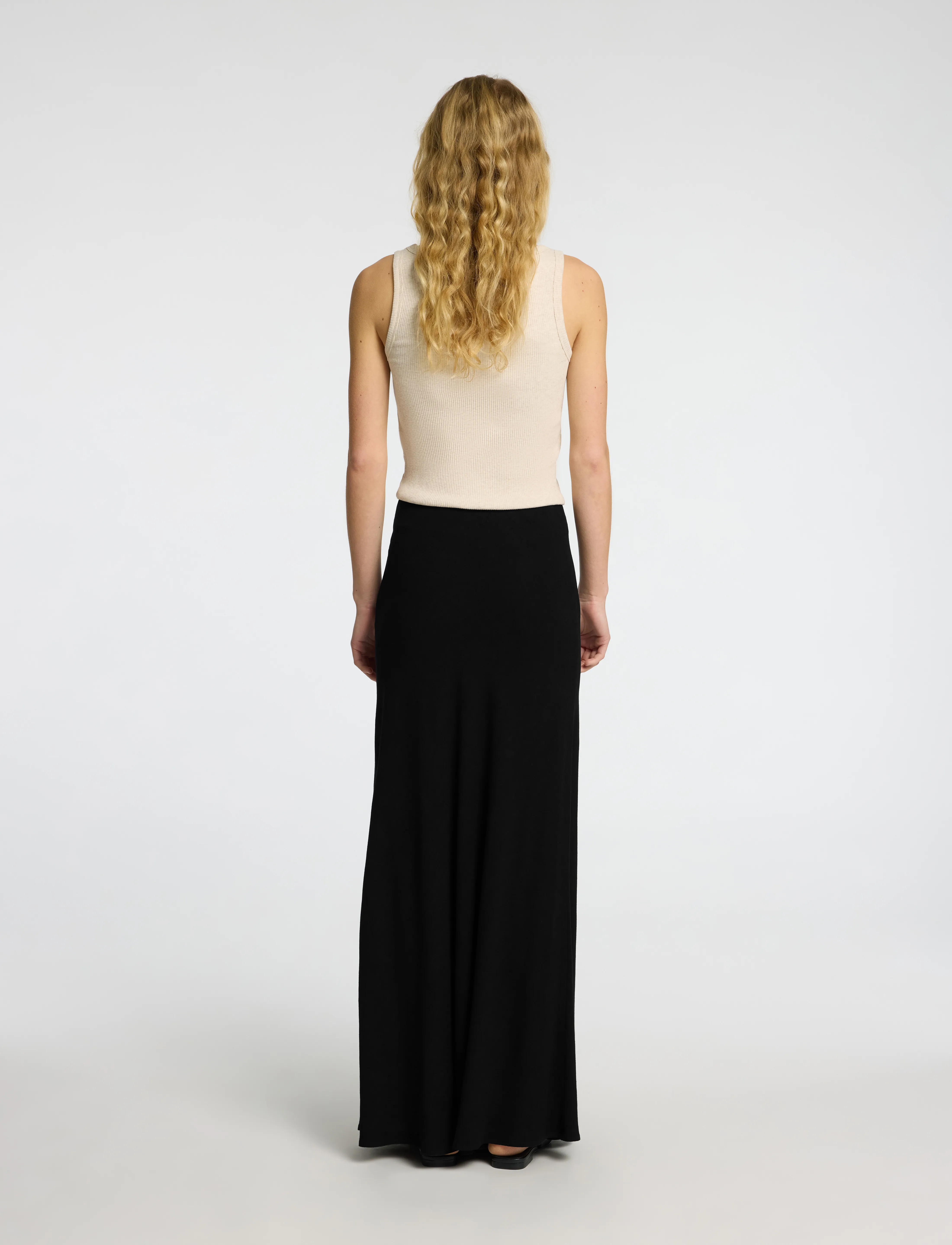 Selected - SLFVIVA-LENA HW ANKLE SUN SKIRT - jupes longues - black - 2