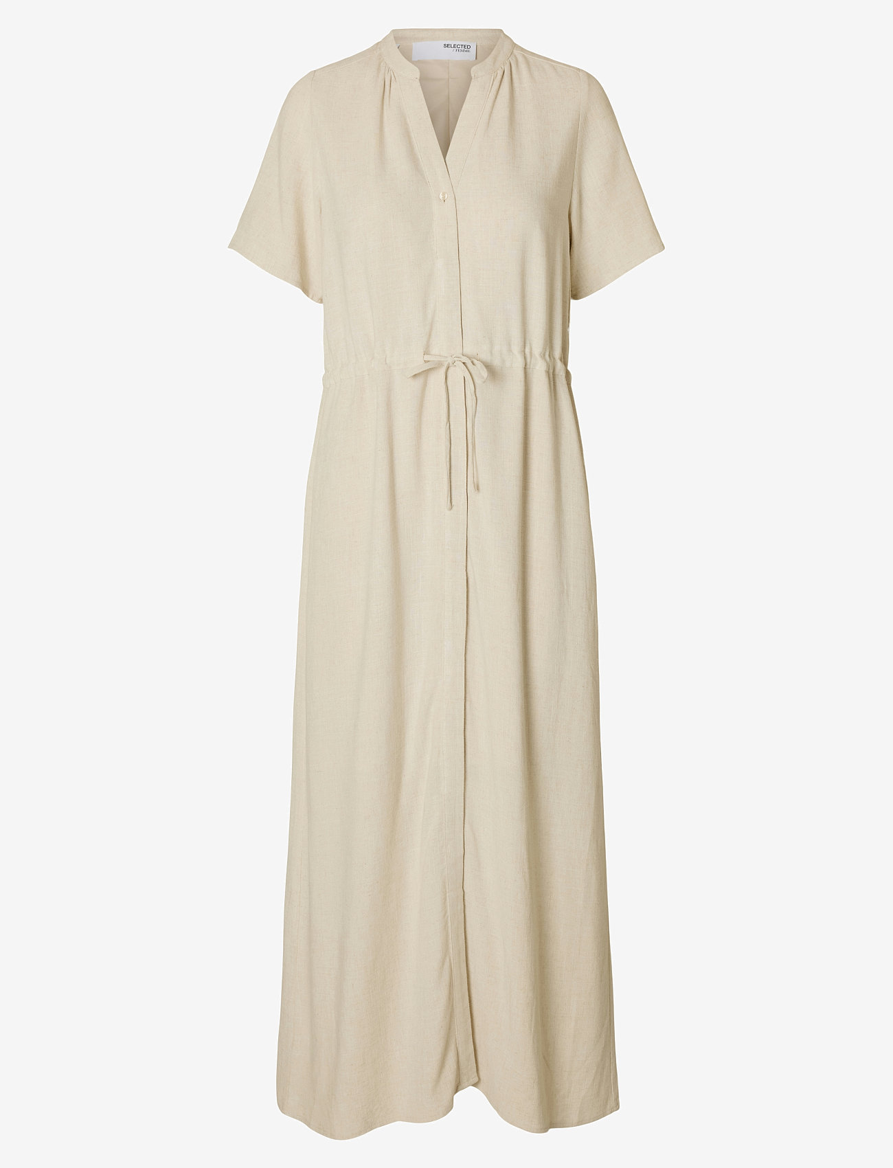 Selected - SLFVIVA-DAMINA SS ANKLE SUN DRESS NOOS - maxi dresses - sandshell - 1