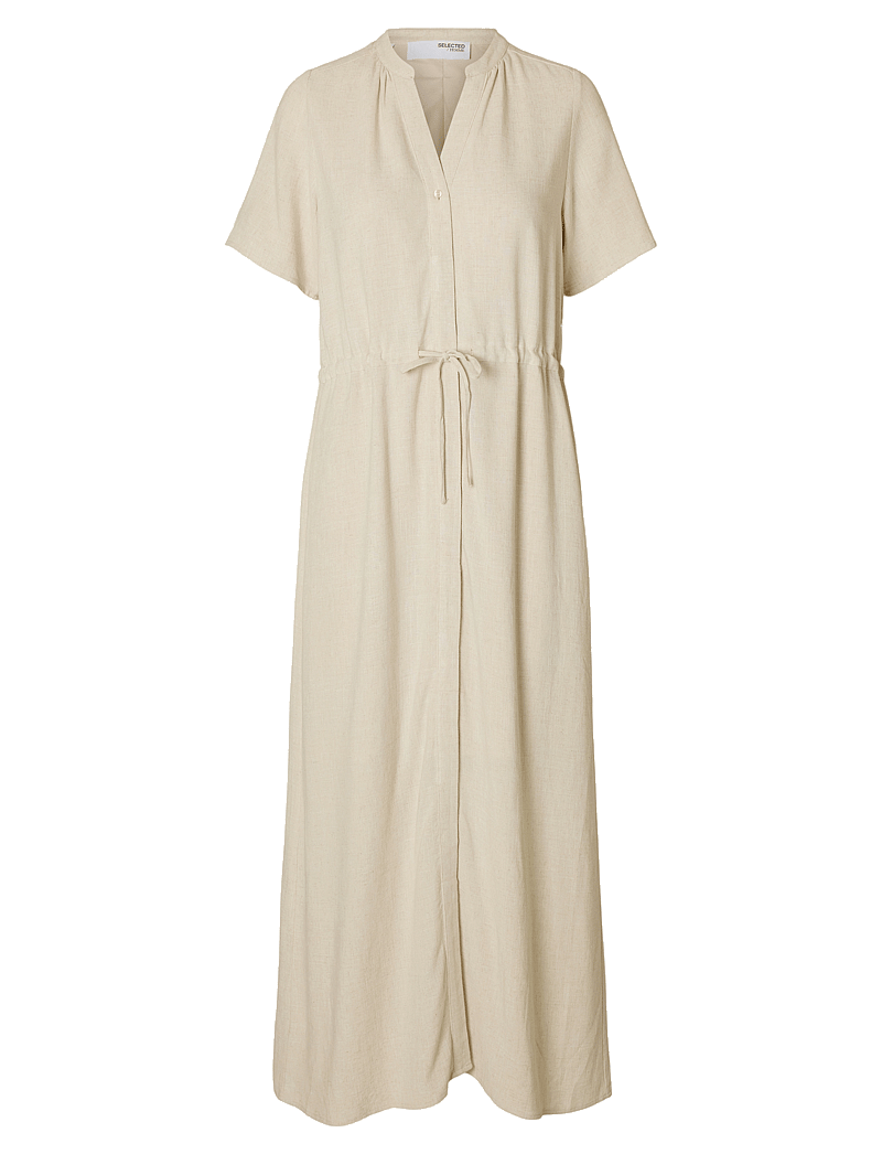 Selected - SLFVIVA-DAMINA SS ANKLE SUN DRESS NOOS - maxikleider - sandshell - 1