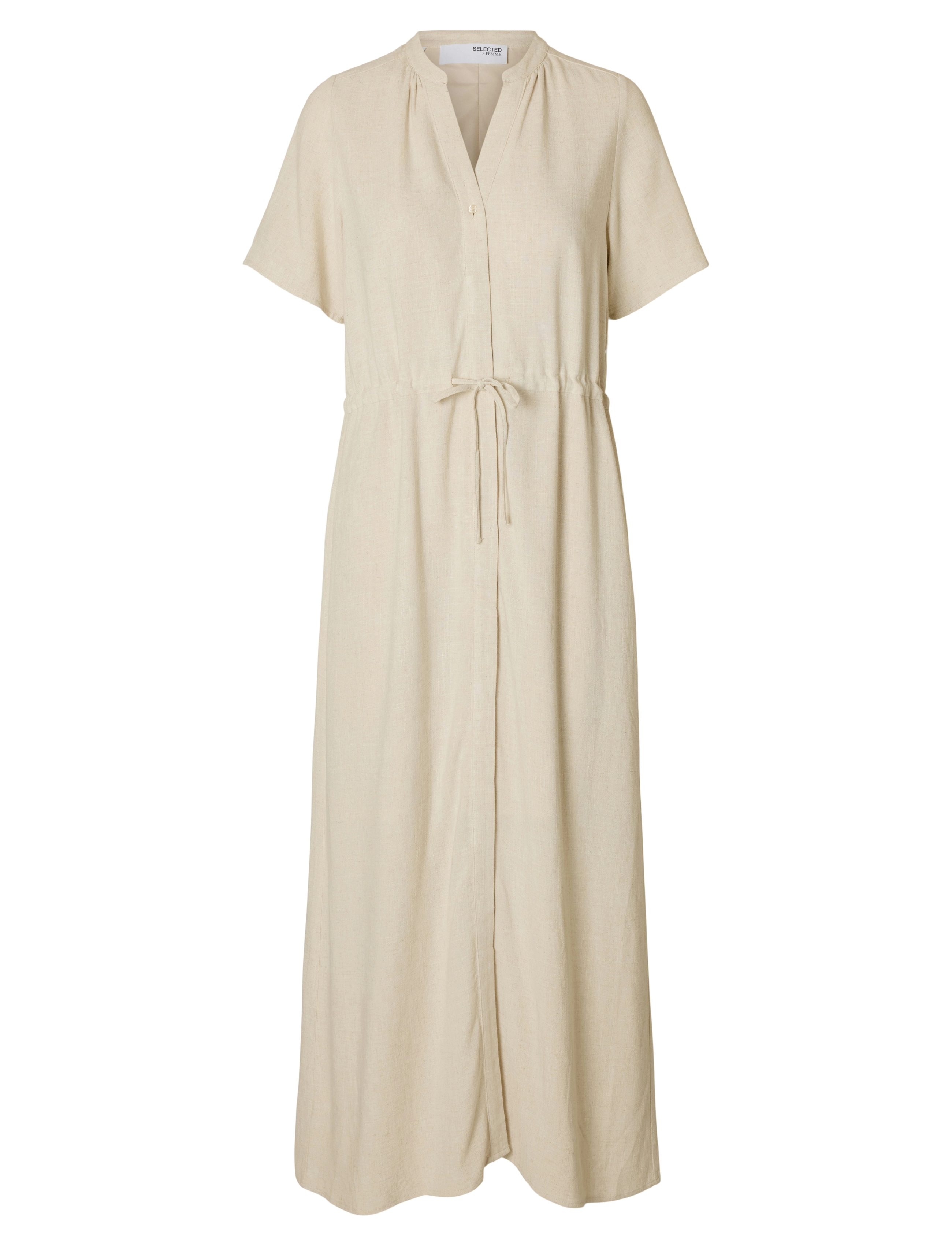 Selected SLFVIVA-DAMINA SS ANKLE SUN DRESS NOOS - Maxiklänningar - SANDSHELL / cream
