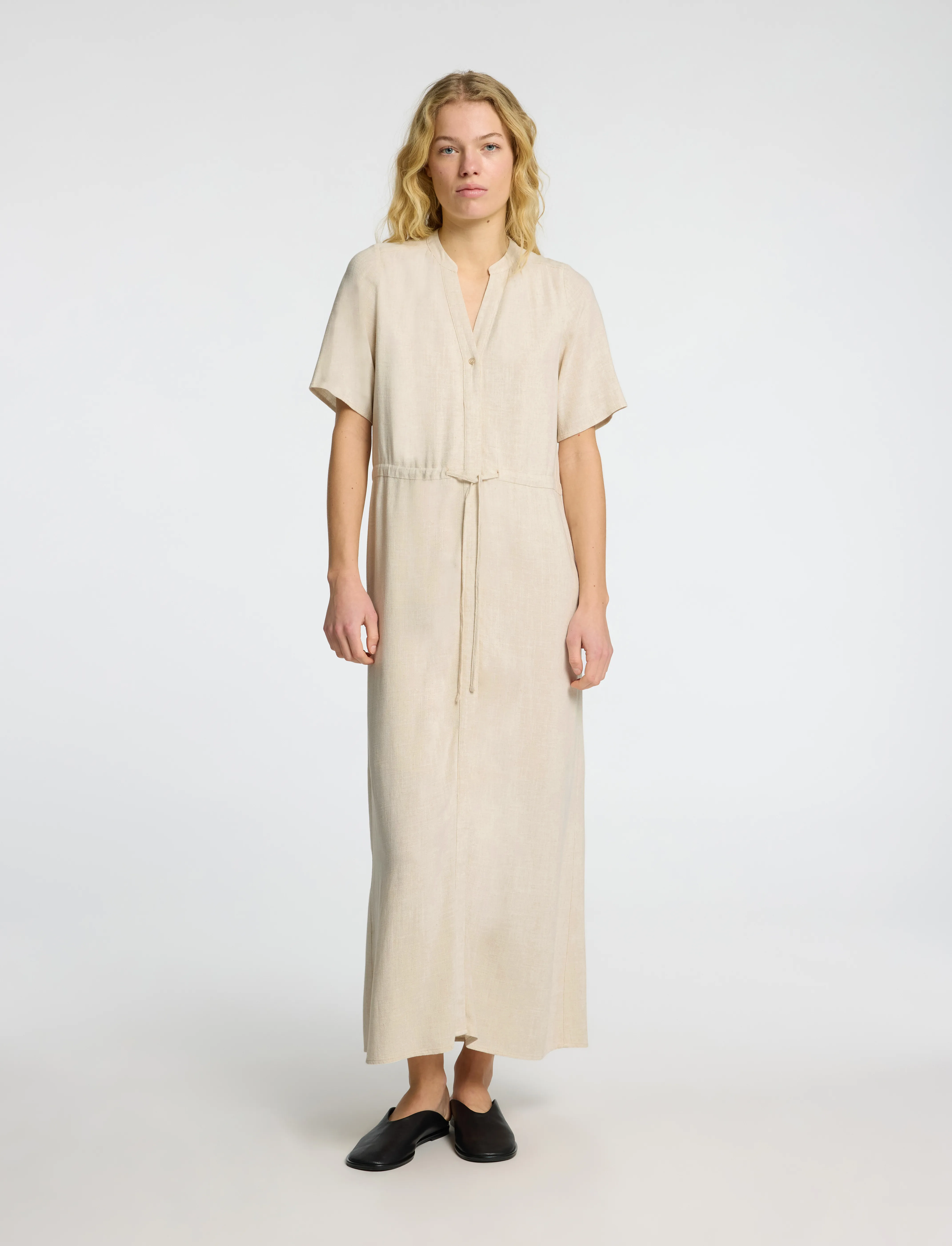 Selected Slfviva-Damina Ss Ankle Sun Dress Noos, 34, Dresses, Creme - Maxi Dress, Frauen