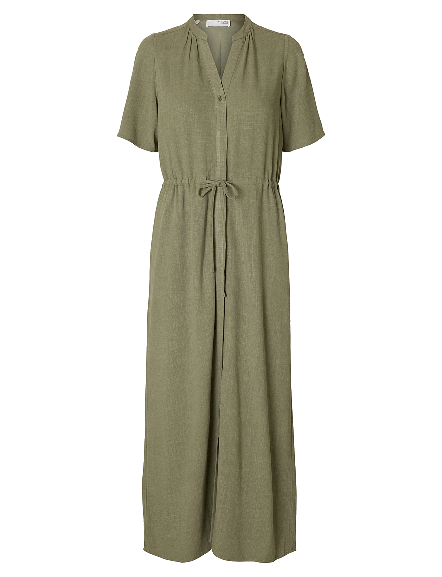 Selected - SLFVIVA-DAMINA SS ANKLE SUN DRESS NOOS - vetiver - 1